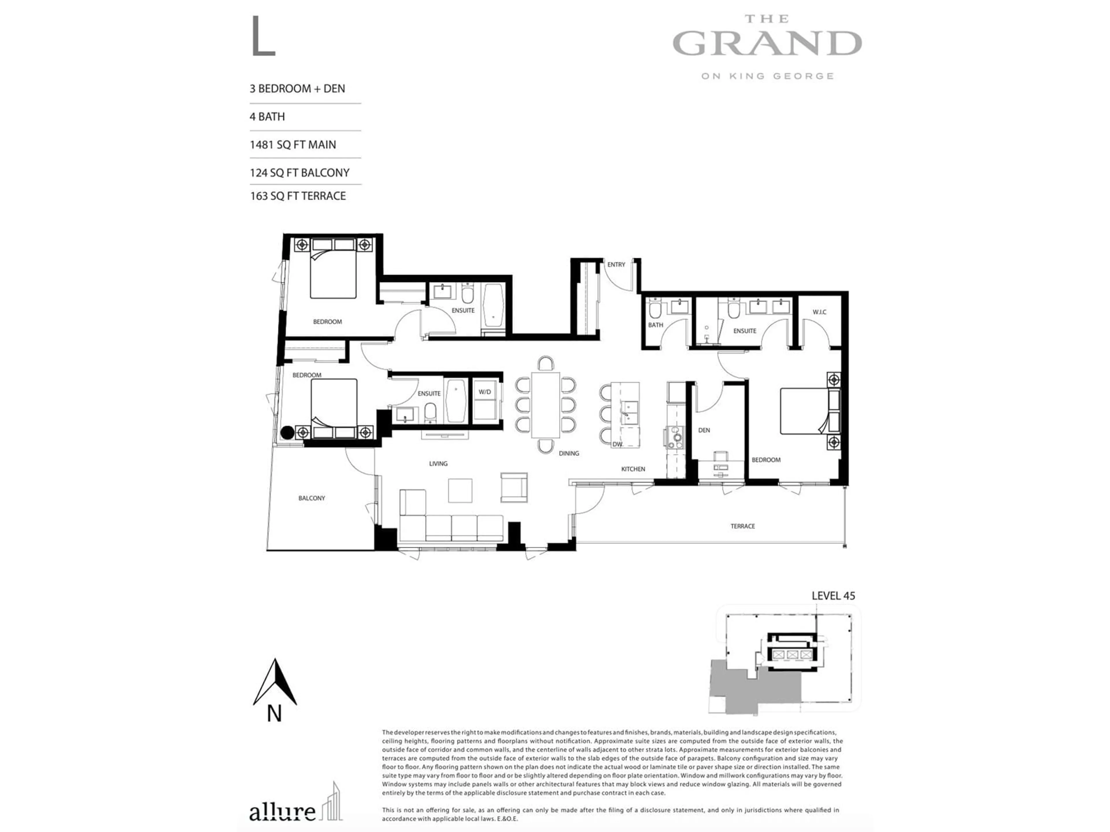 Floor plan for 4502 10750 135A STREET, Surrey British Columbia V3T4E2