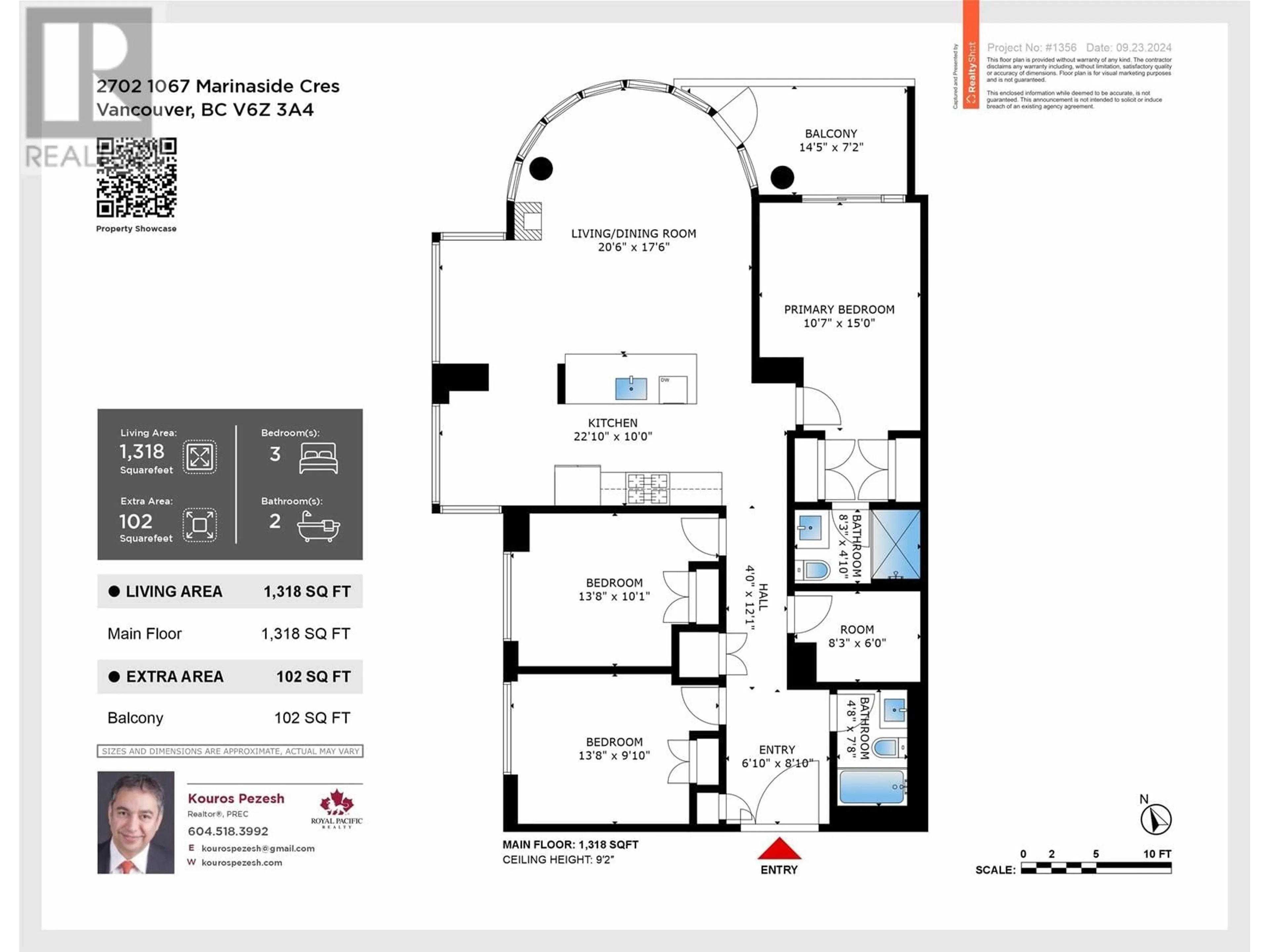 Floor plan for 2702 1067 MARINASIDE CRESCENT, Vancouver British Columbia V6Z3A4