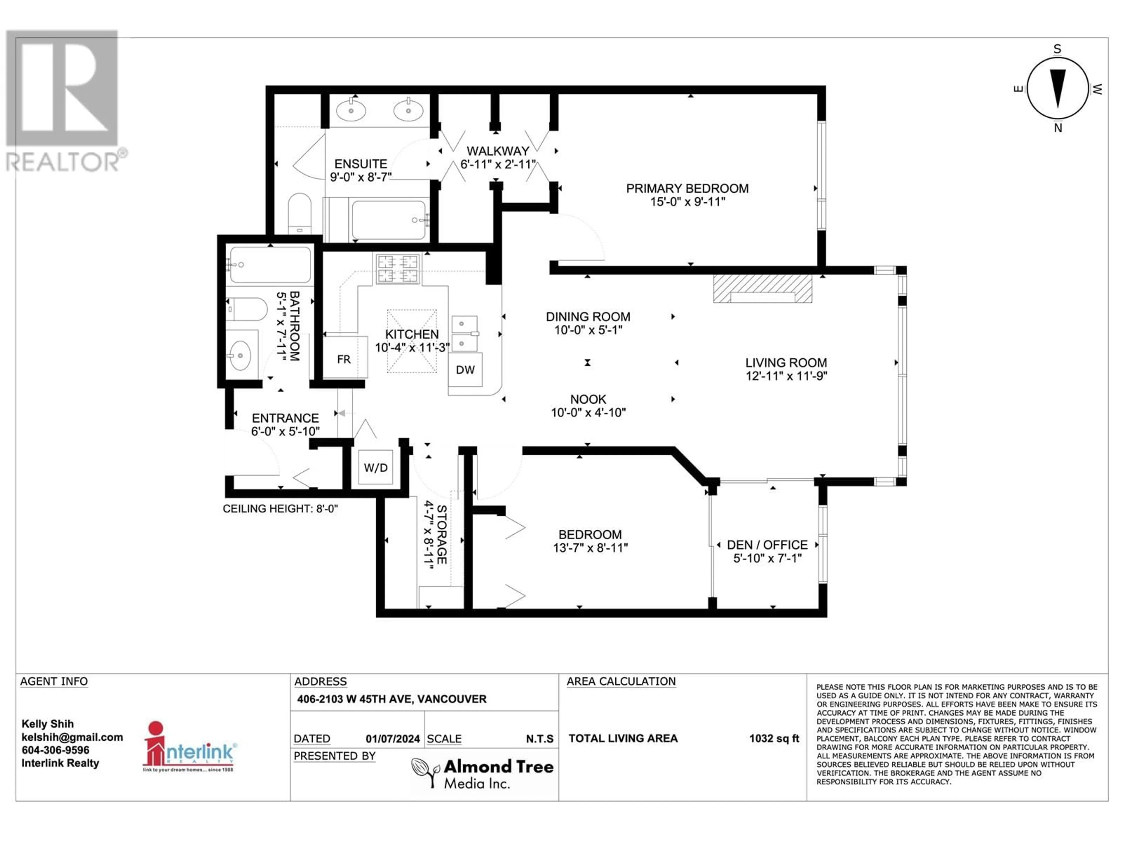 Floor plan for 406 2103 W 45TH AVENUE, Vancouver British Columbia V6M2J2