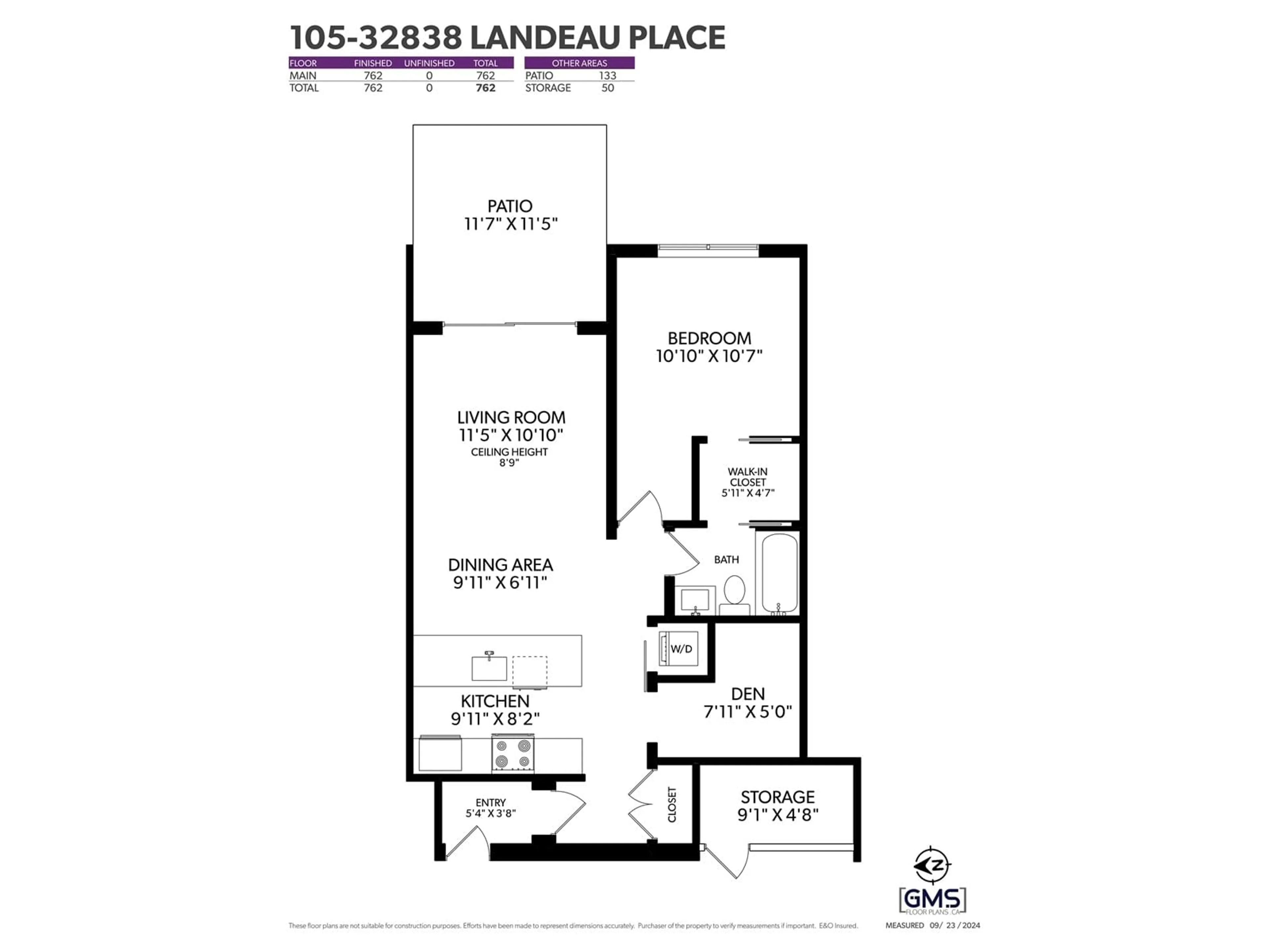 Floor plan for 105 32838 LANDEAU PLACE, Abbotsford British Columbia V2S0M6