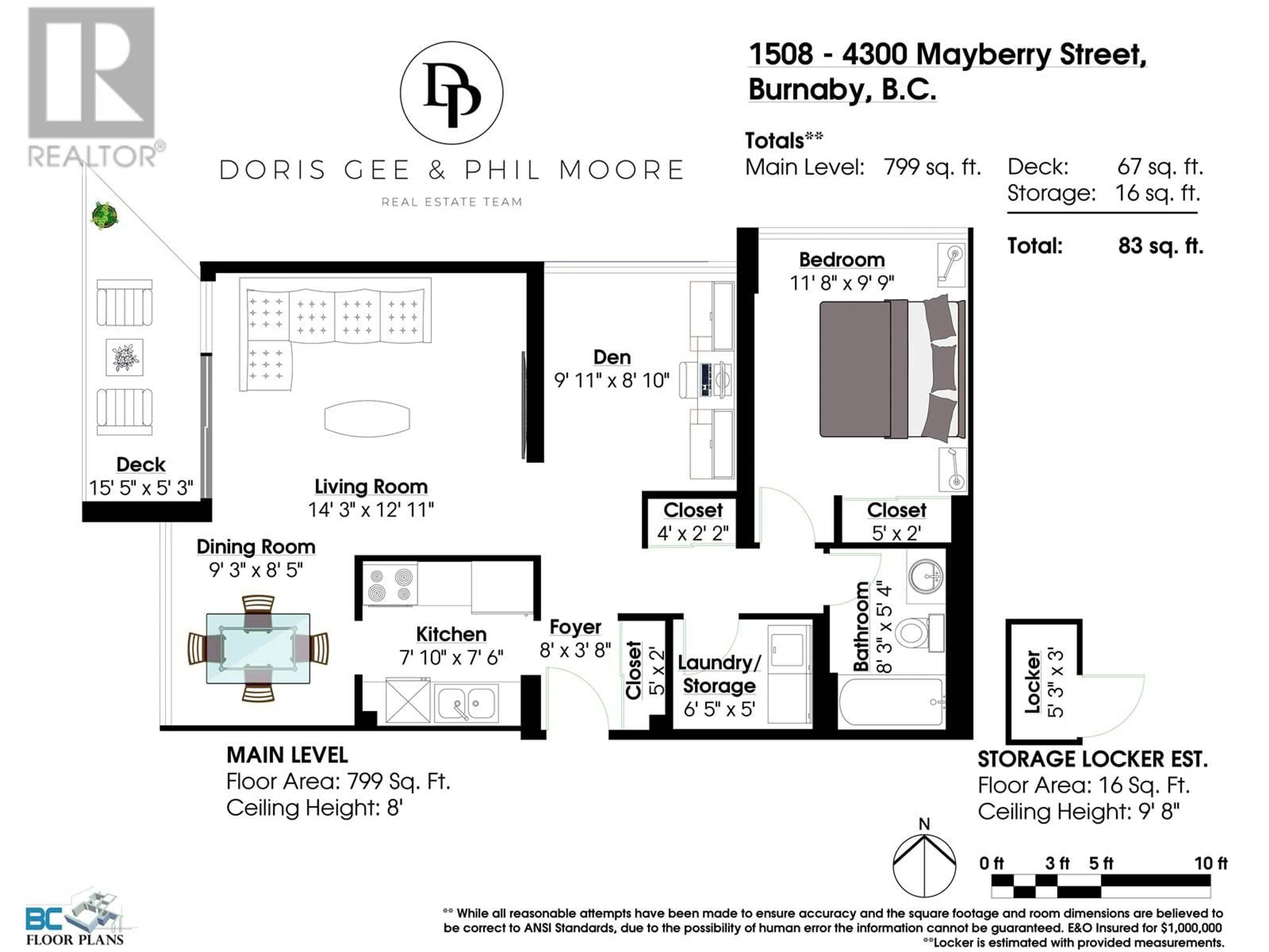 Floor plan for 1508 4300 MAYBERRY STREET, Burnaby British Columbia V5H4A4