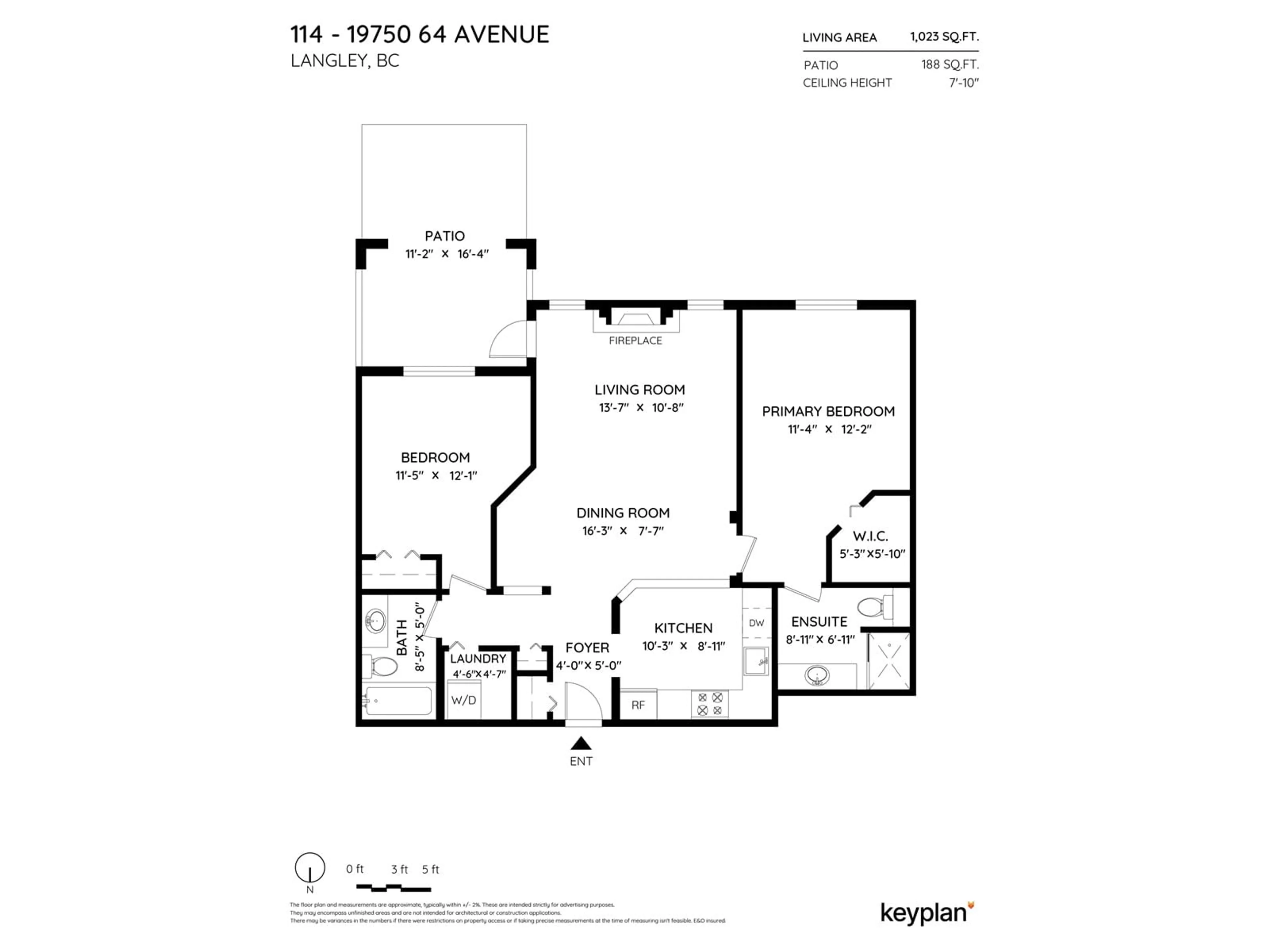 Floor plan for 114 19750 64 AVENUE, Langley British Columbia V2Y2T1