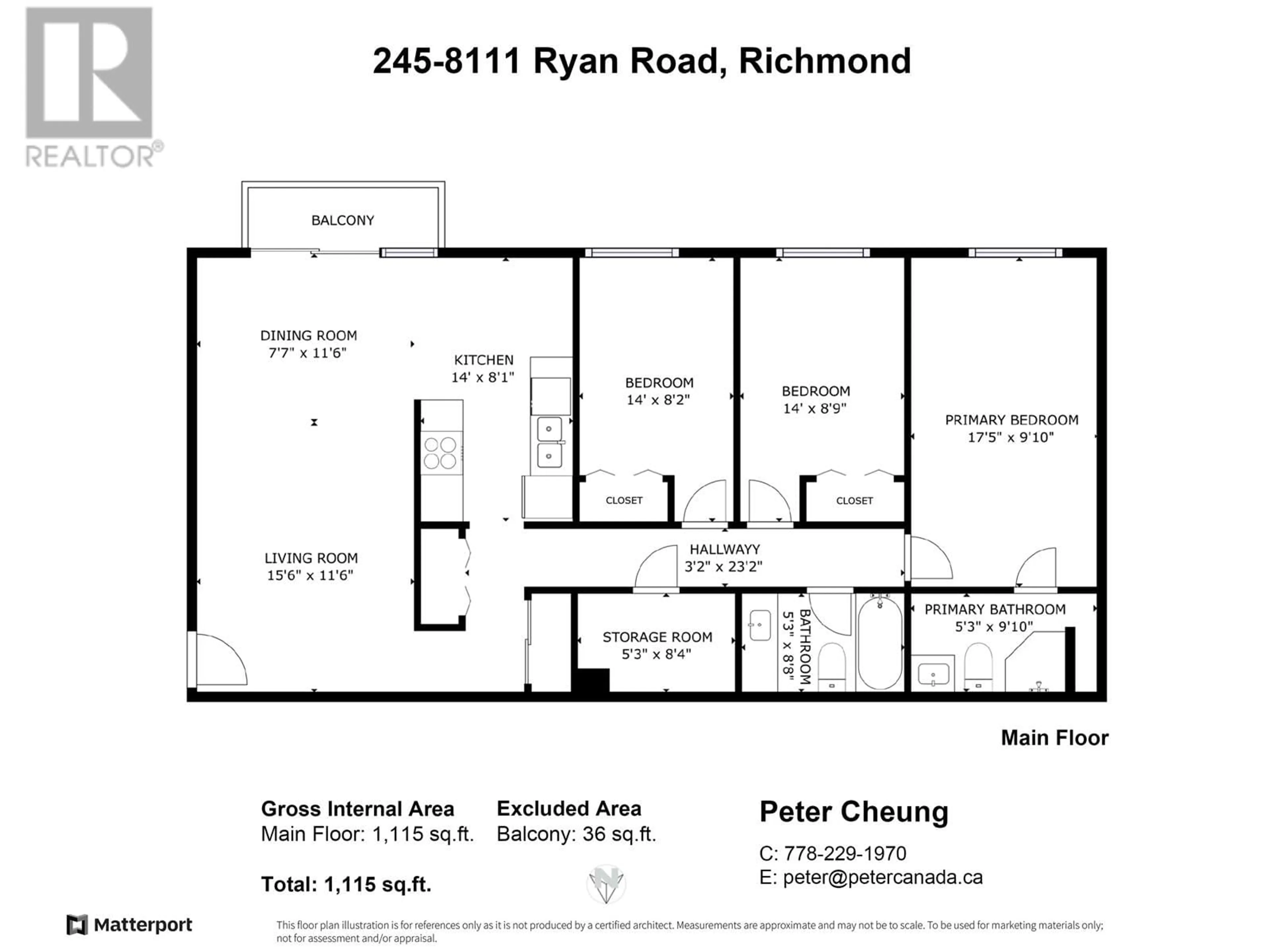 Floor plan for 245 8111 B RYAN ROAD, Richmond British Columbia V7A2E4