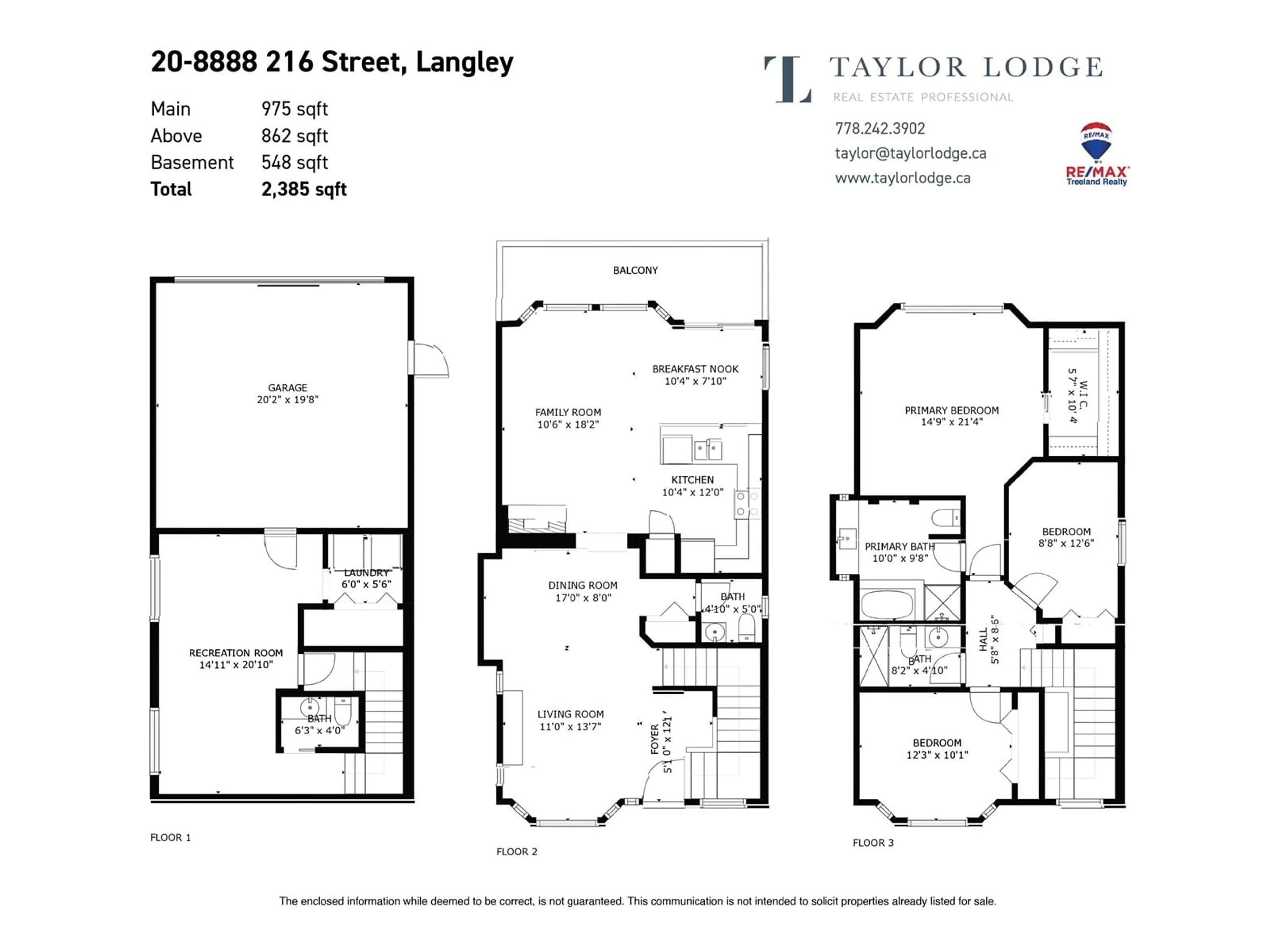 Floor plan for 20 8888 216 STREET, Langley British Columbia V1M3Z5