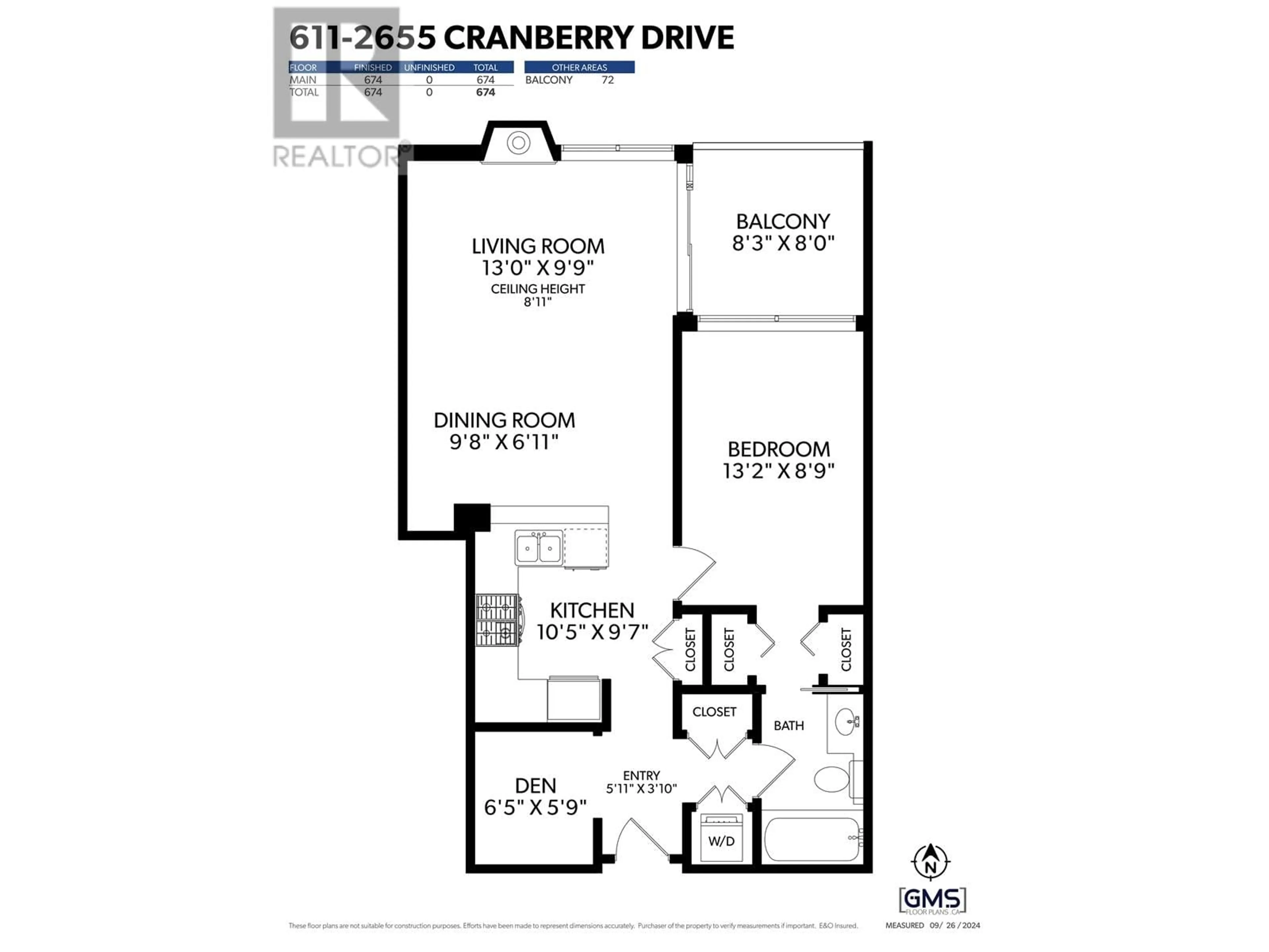 Floor plan for 611 2655 CRANBERRY DRIVE, Vancouver British Columbia V6K4V5