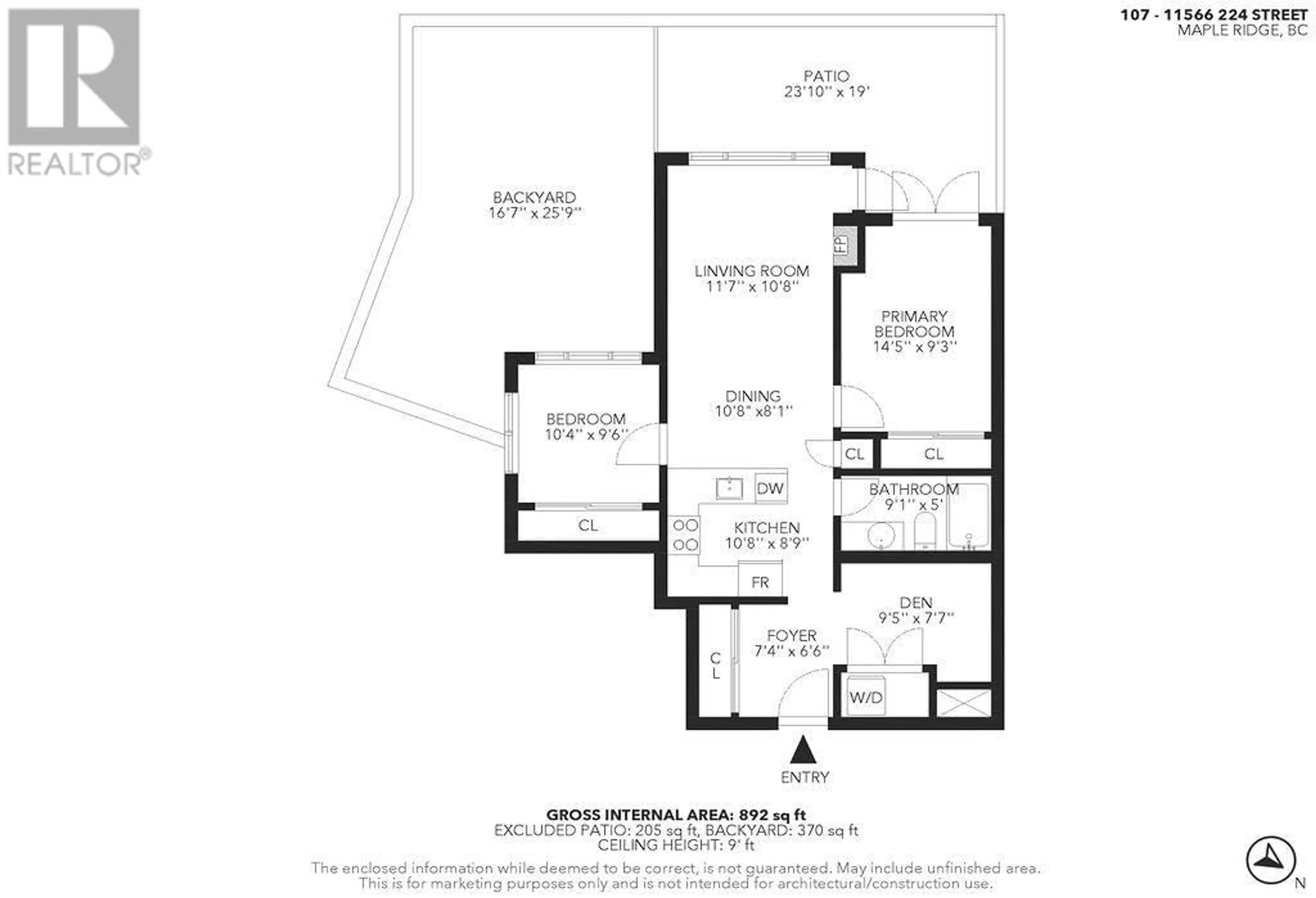 Floor plan for 107 11566 224 STREET, Maple Ridge British Columbia V2X5Z7