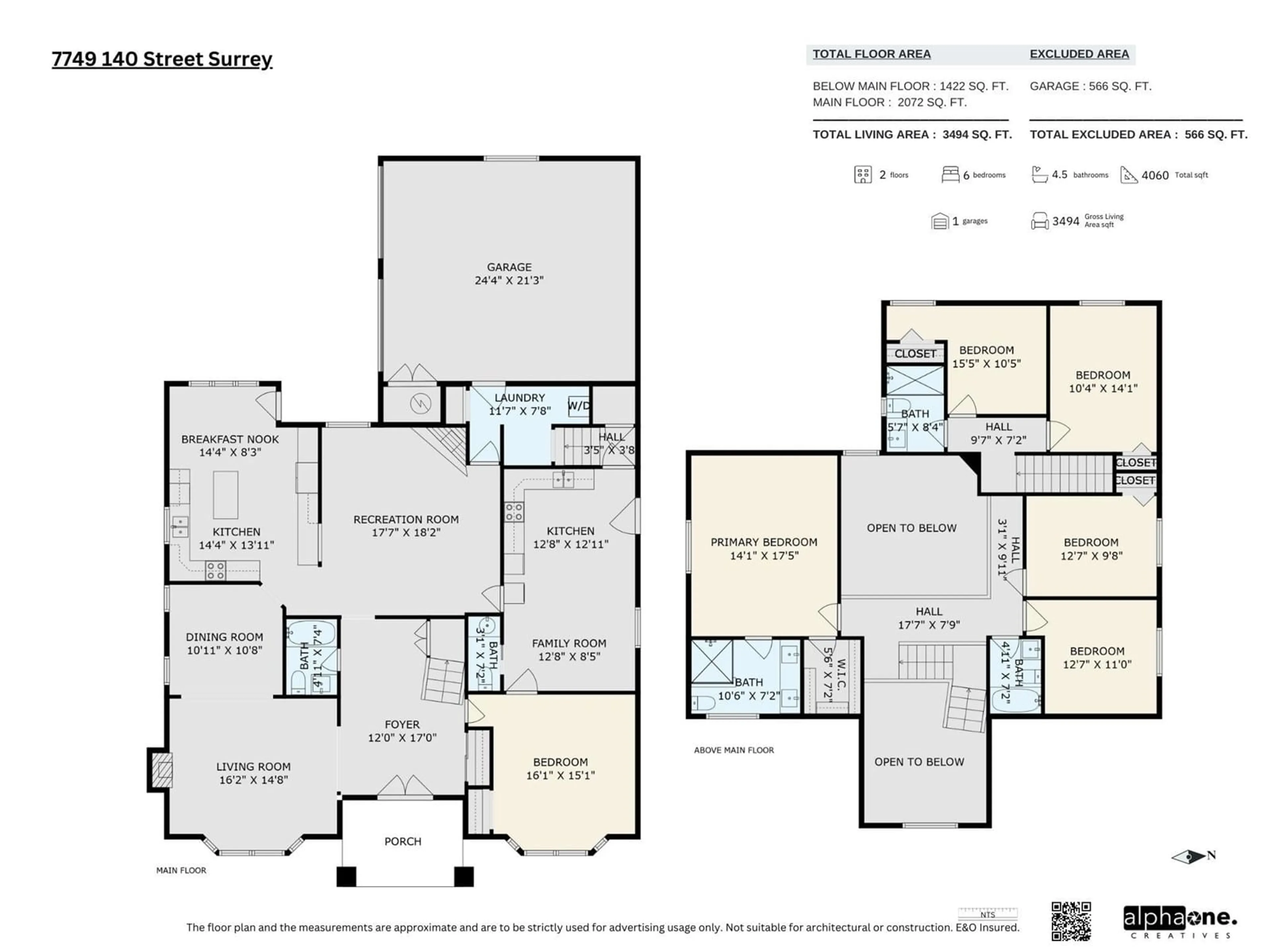 Floor plan for 7749 140 STREET, Surrey British Columbia V3W5K1