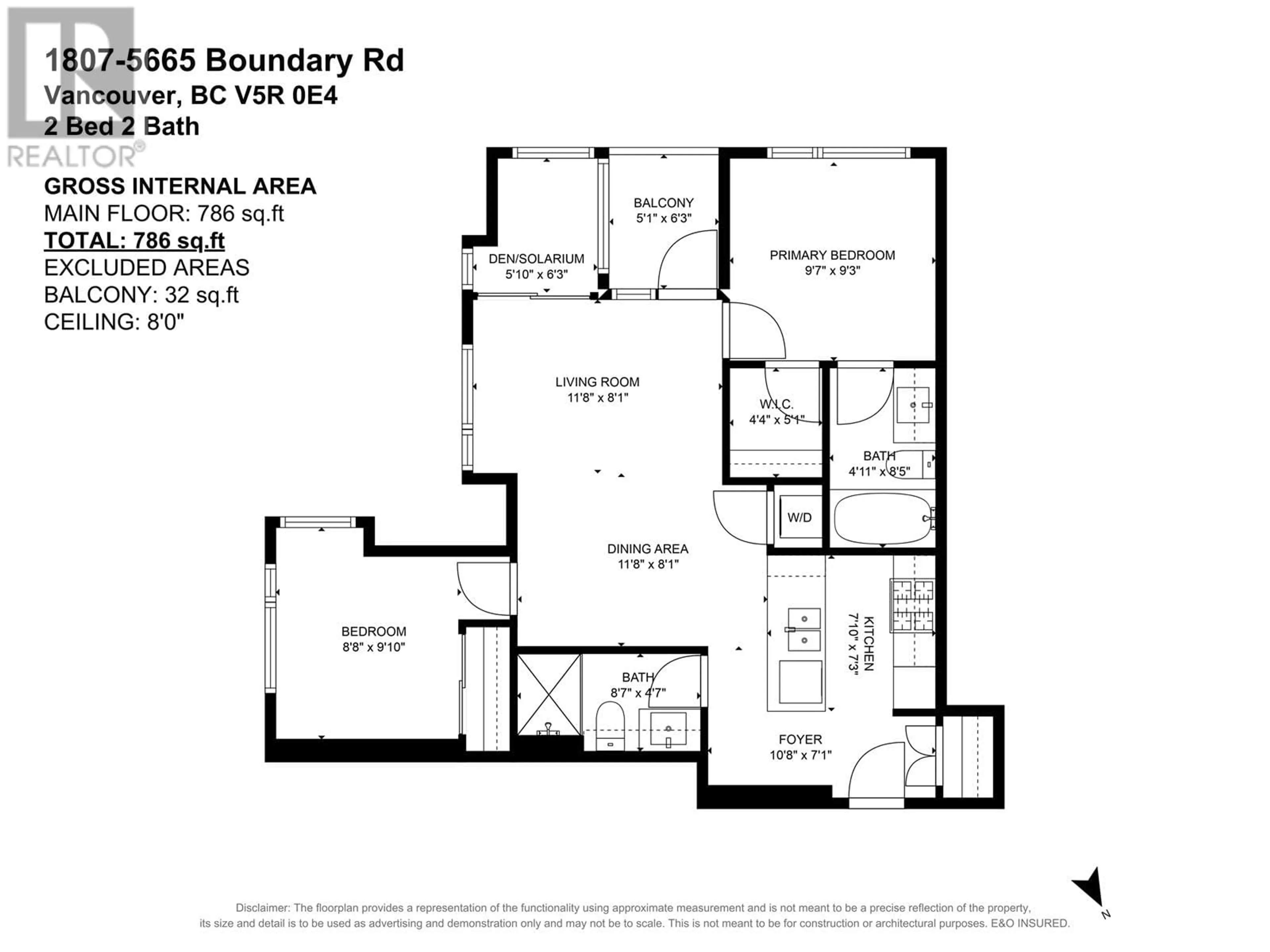 Floor plan for 1807 5665 BOUNDARY ROAD, Vancouver British Columbia V5R0E4