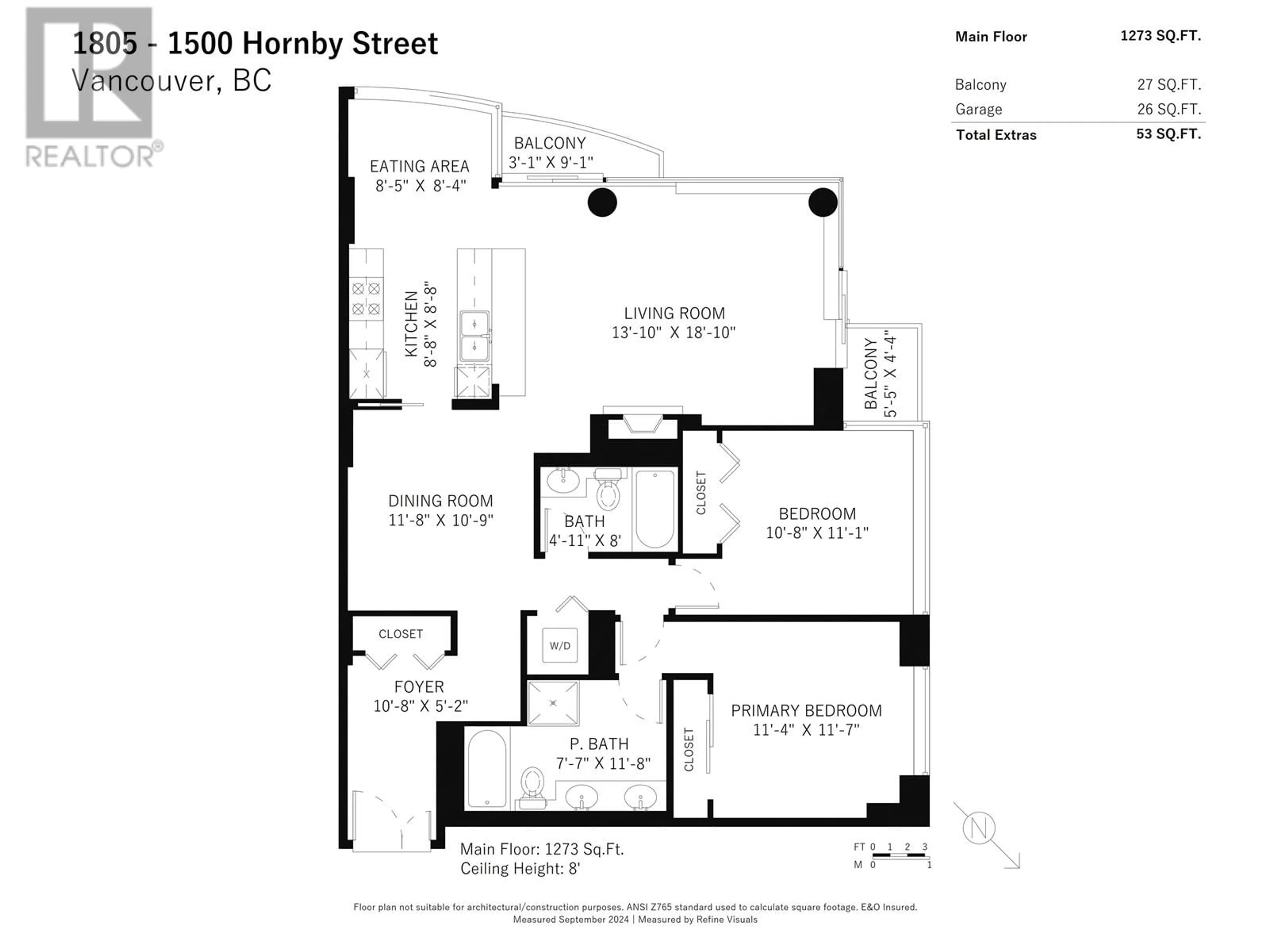 Floor plan for 1805 1500 HORNBY STREET, Vancouver British Columbia V6Z2R1