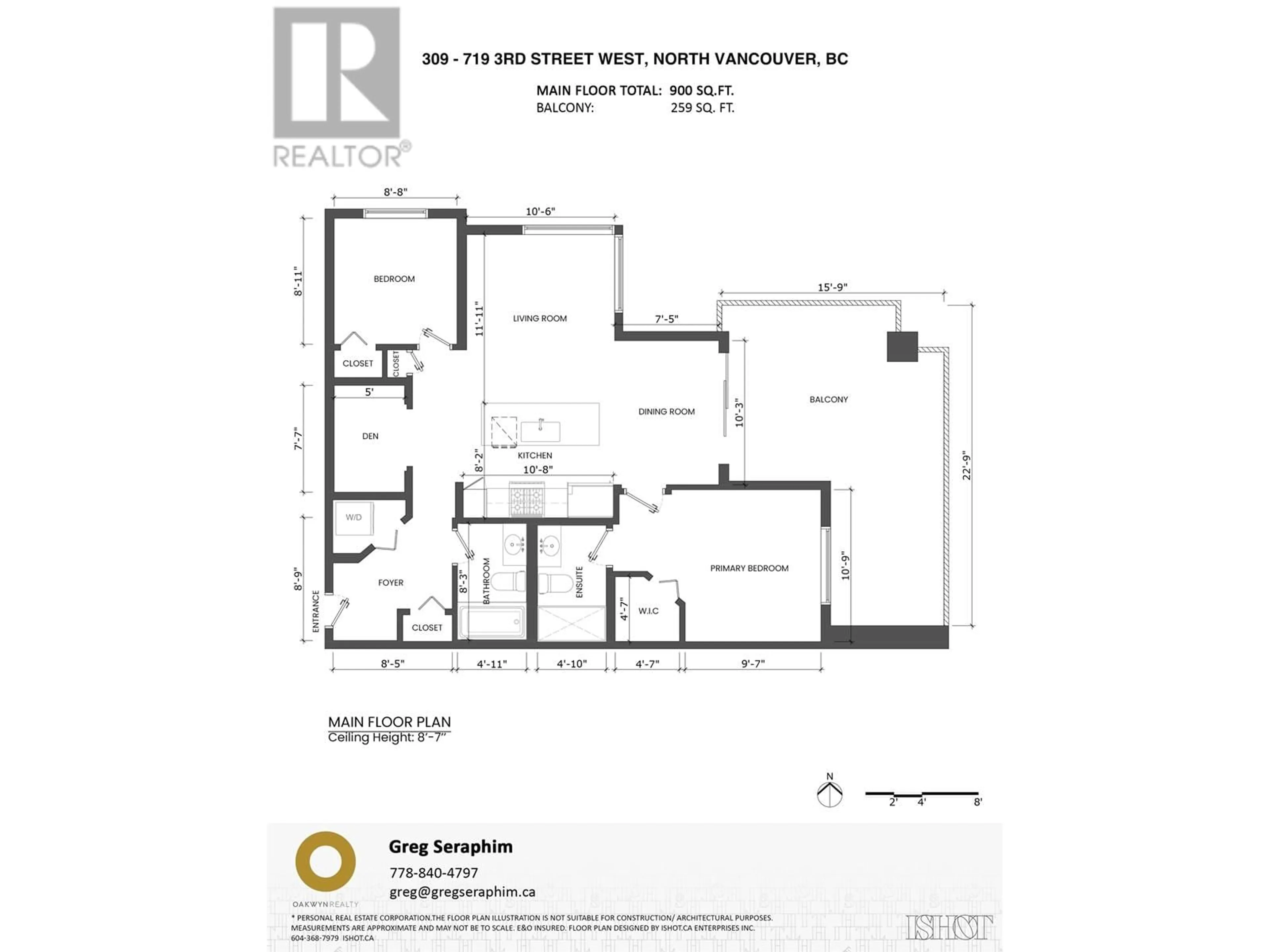 Floor plan for 309 719 W 3RD STREET, North Vancouver British Columbia V7M0E7