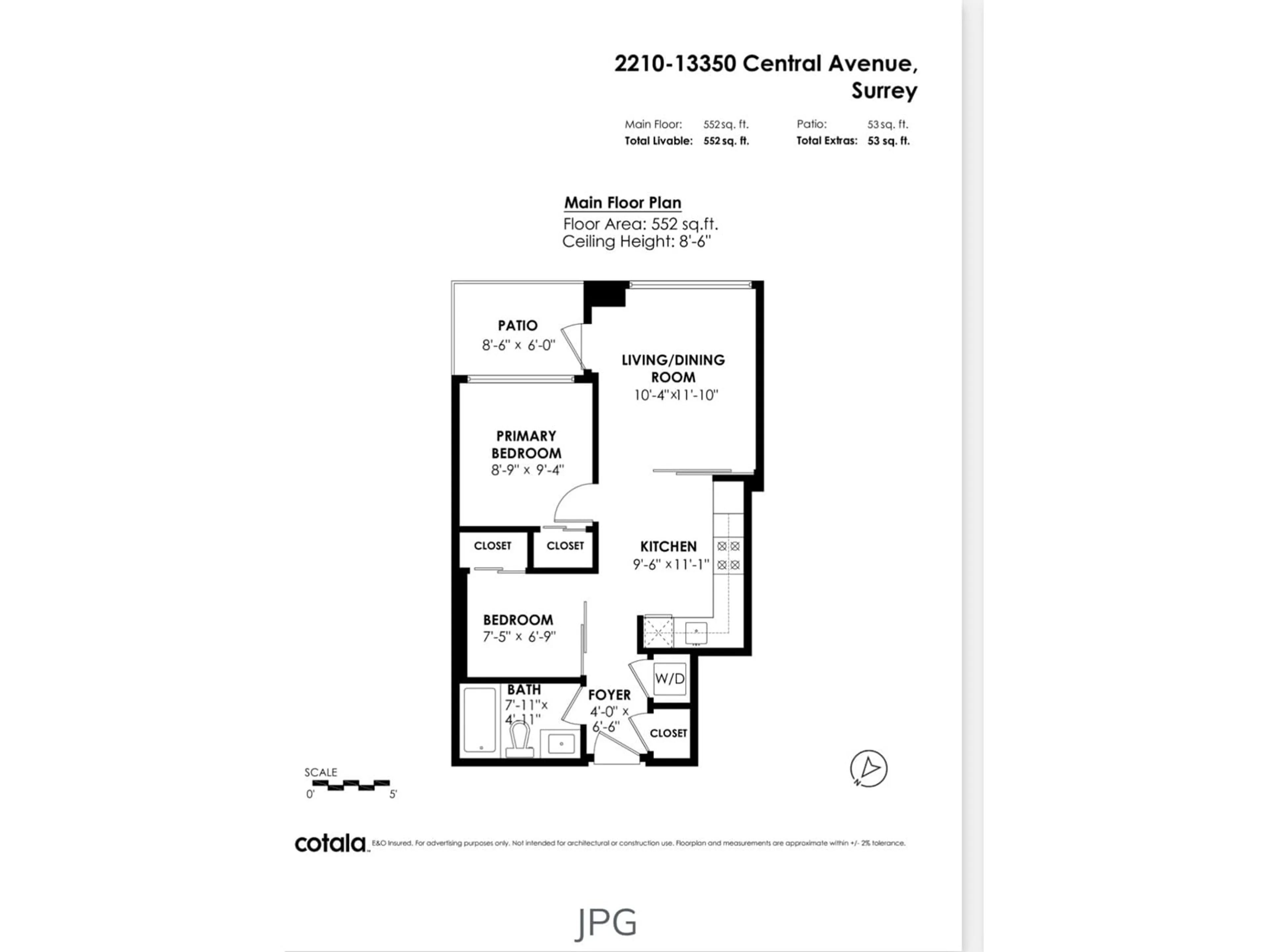 Floor plan for 2210 13350 CENTRAL AVENUE, Surrey British Columbia V3T0S1