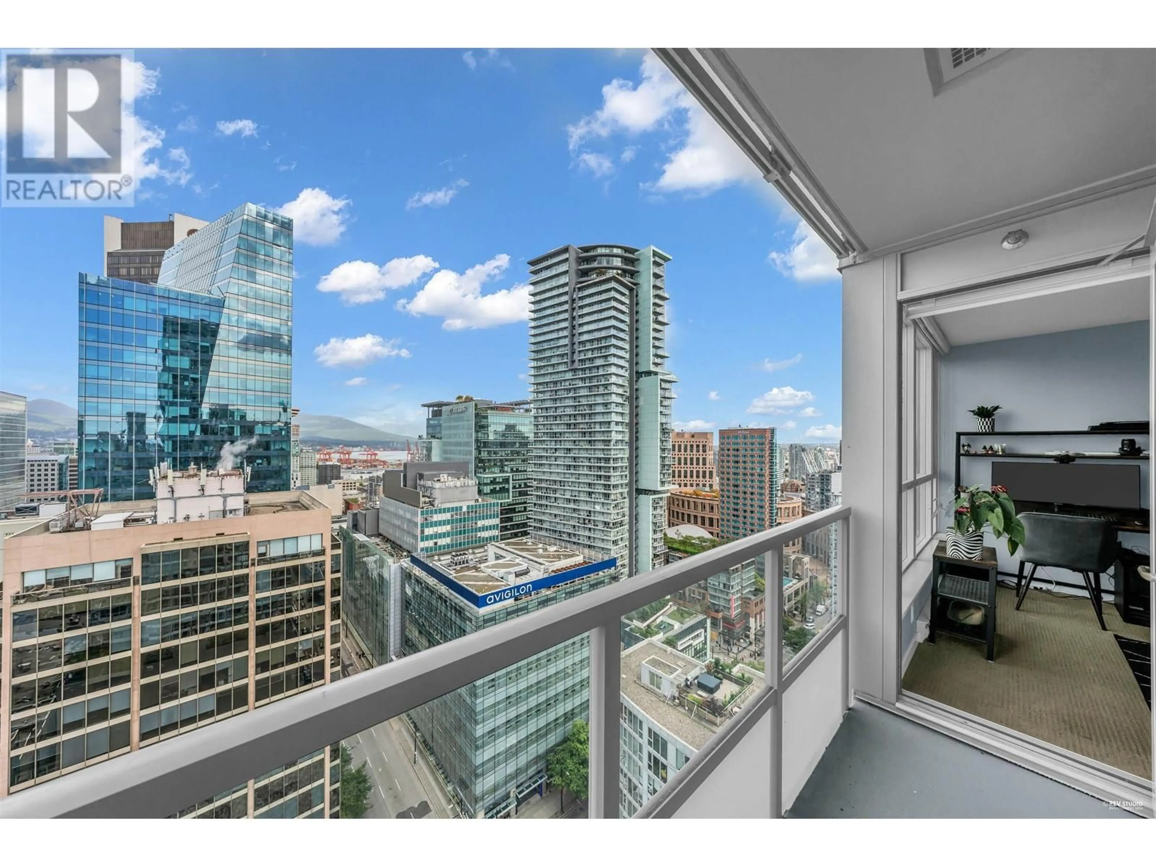 Balcony in the apartment, city buildings view from balcony for 2502 - 833 SEYMOUR STREET, Vancouver British Columbia V6B0G4