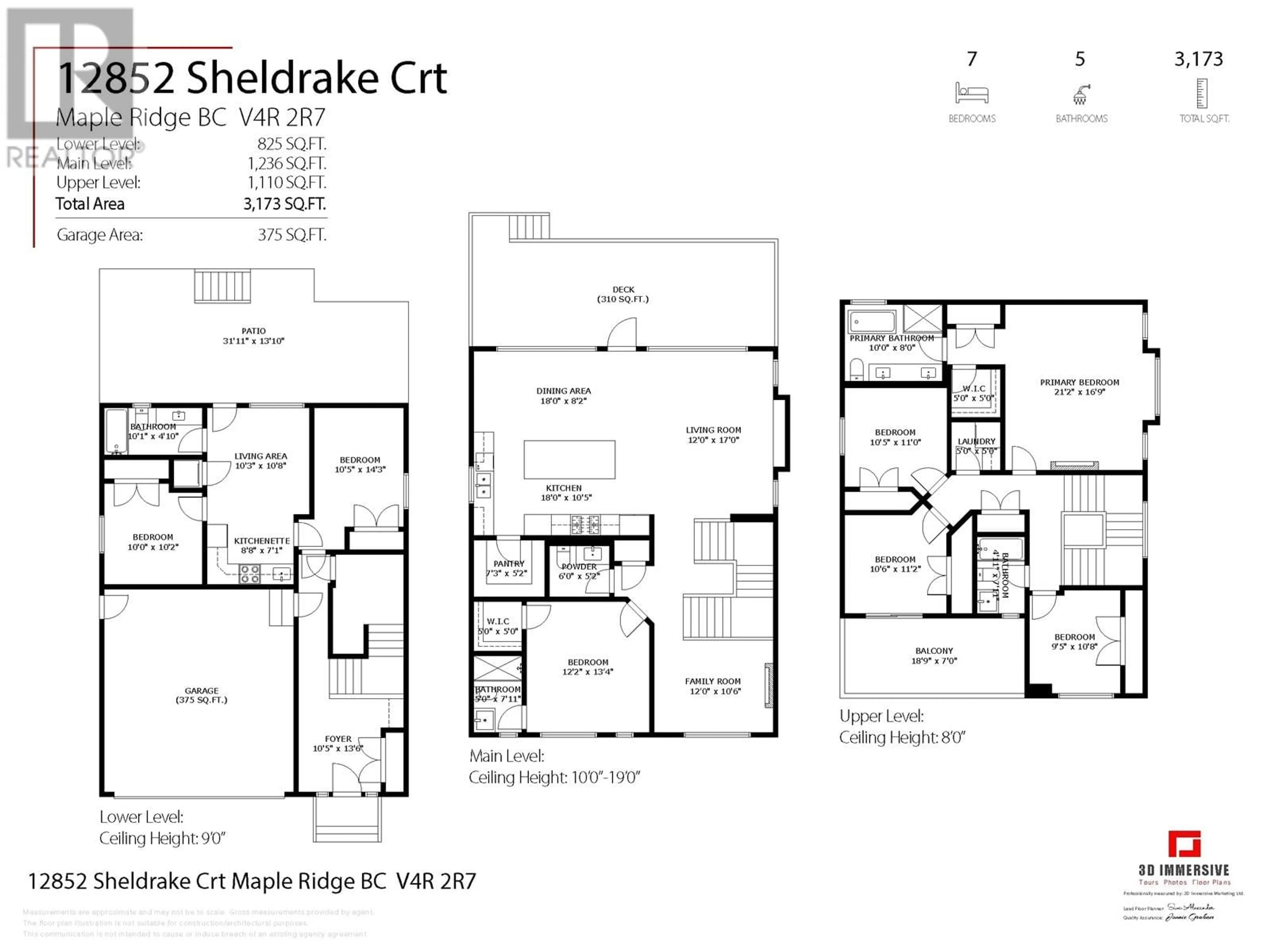 Floor plan for 12852 SHELDRAKE COURT, Maple Ridge British Columbia V4R2R7