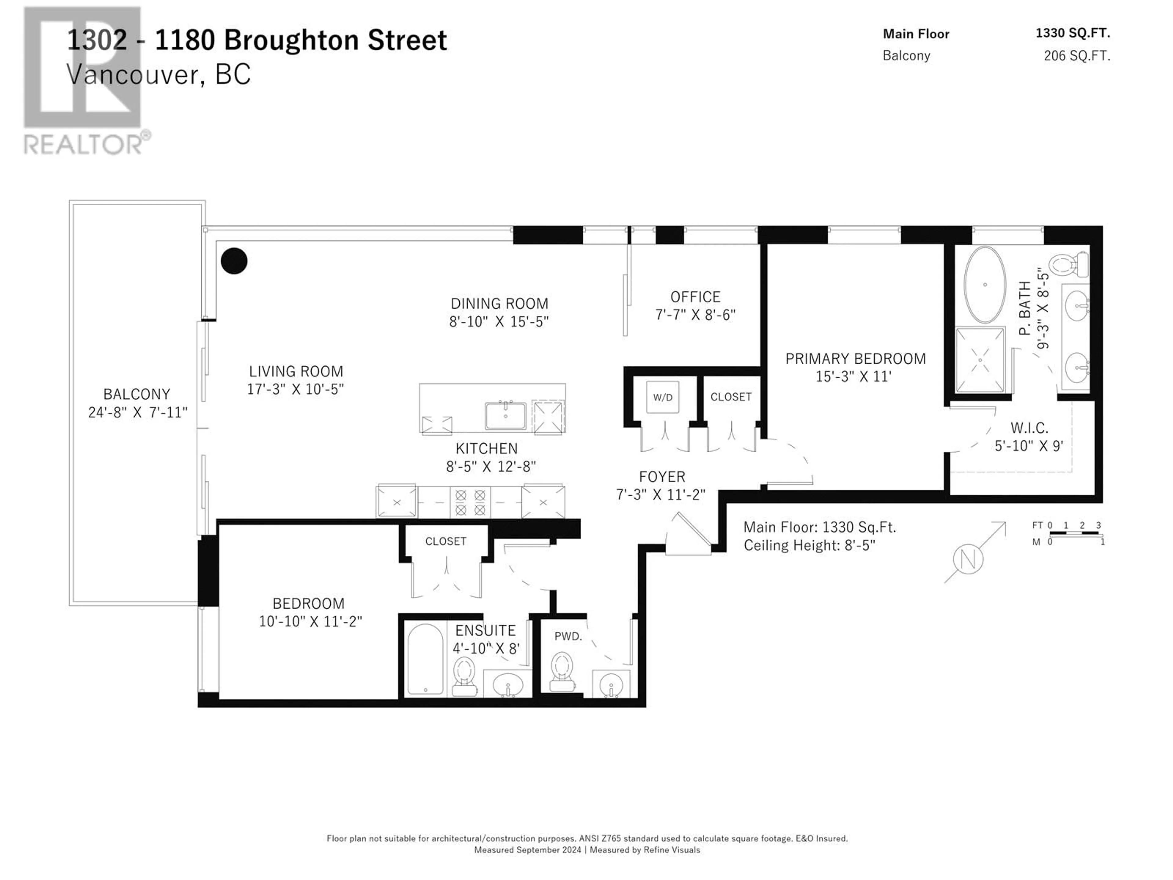 Floor plan for 1302 1180 BROUGHTON STREET, Vancouver British Columbia V6G2B1