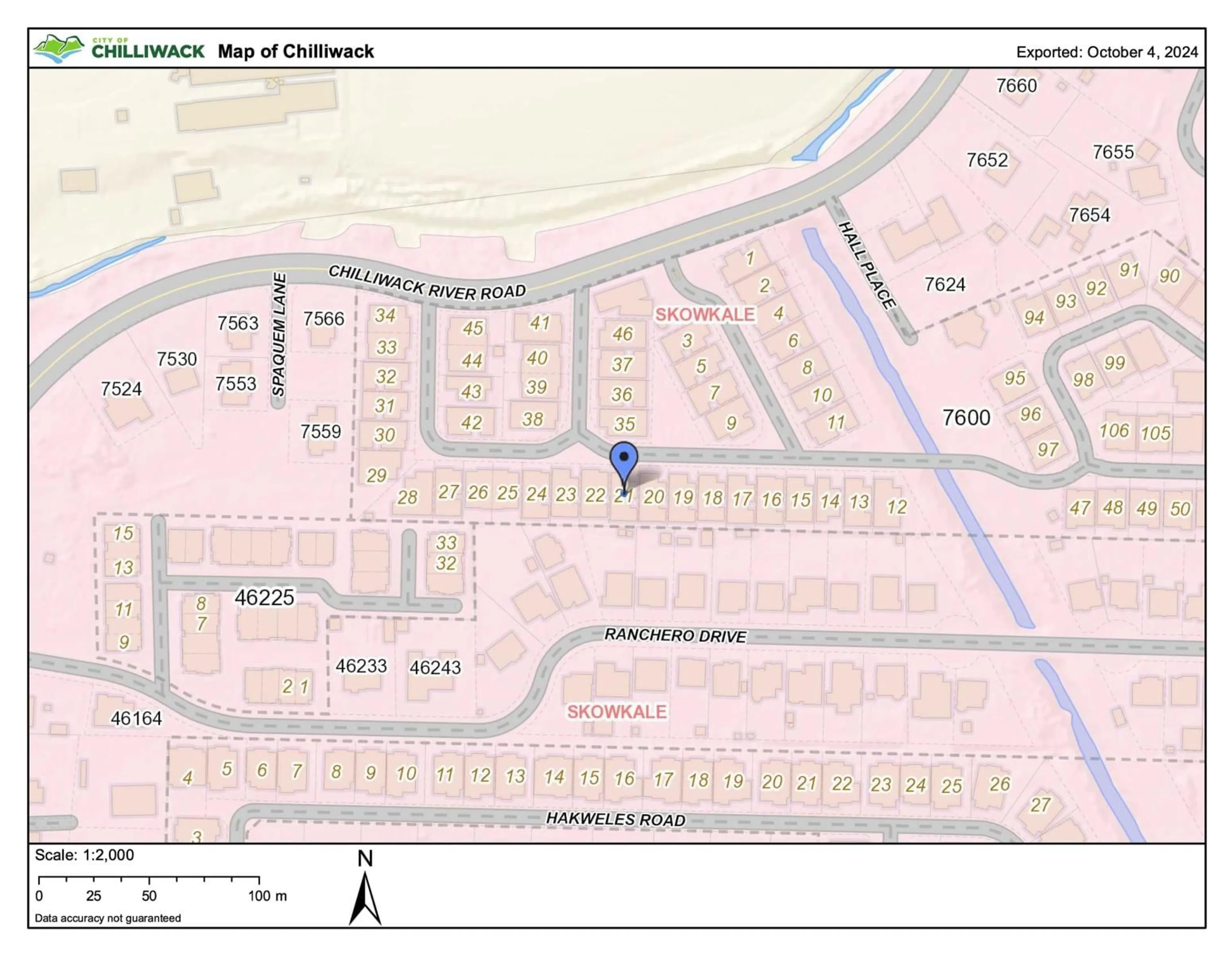 Picture of a map for 21 7600 CHILLIWACK RIVER ROAD ROAD, Chilliwack British Columbia V2R3Z6