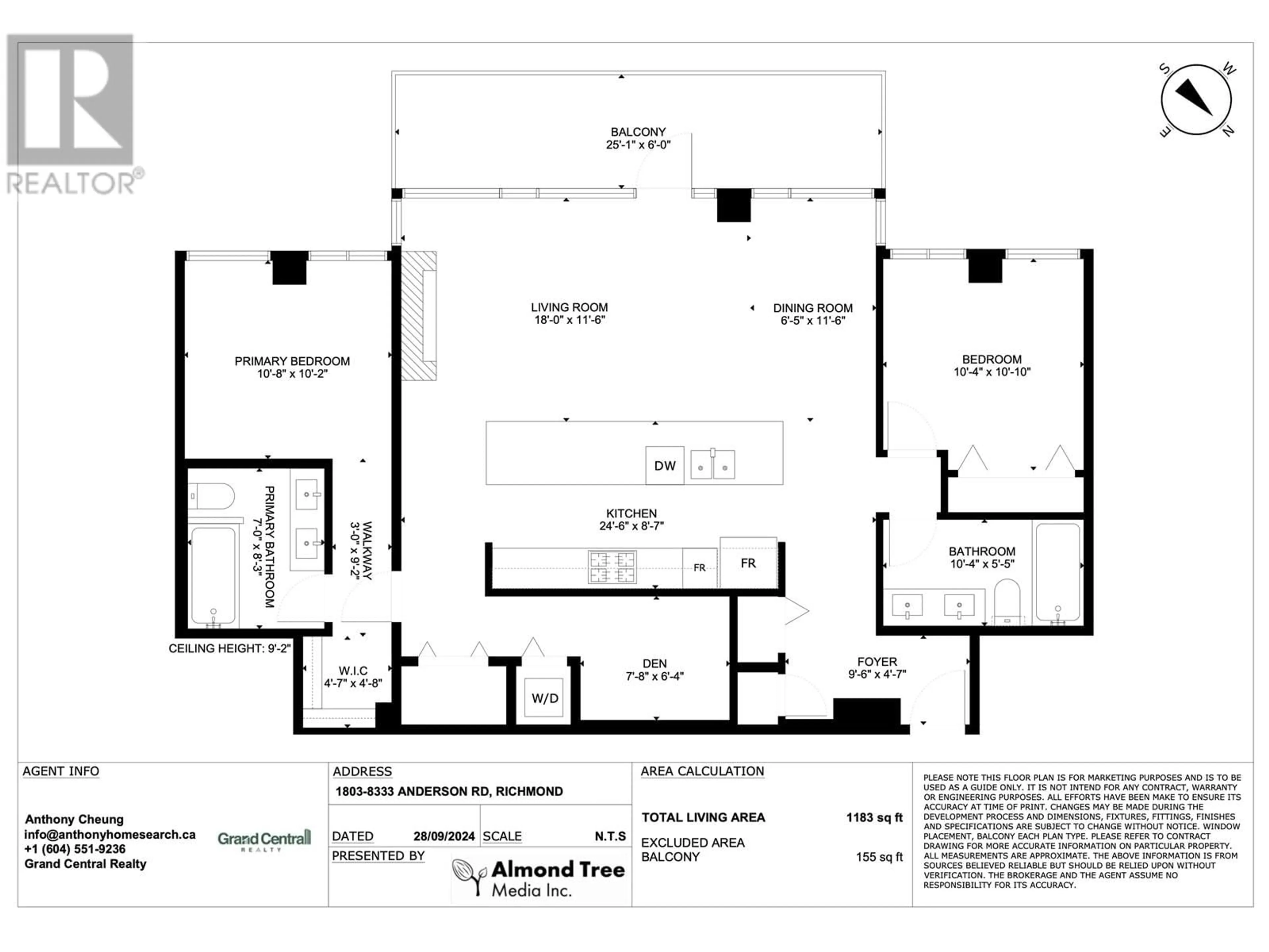 Floor plan for 1803 8333 ANDERSON ROAD, Richmond British Columbia V6Y0E2