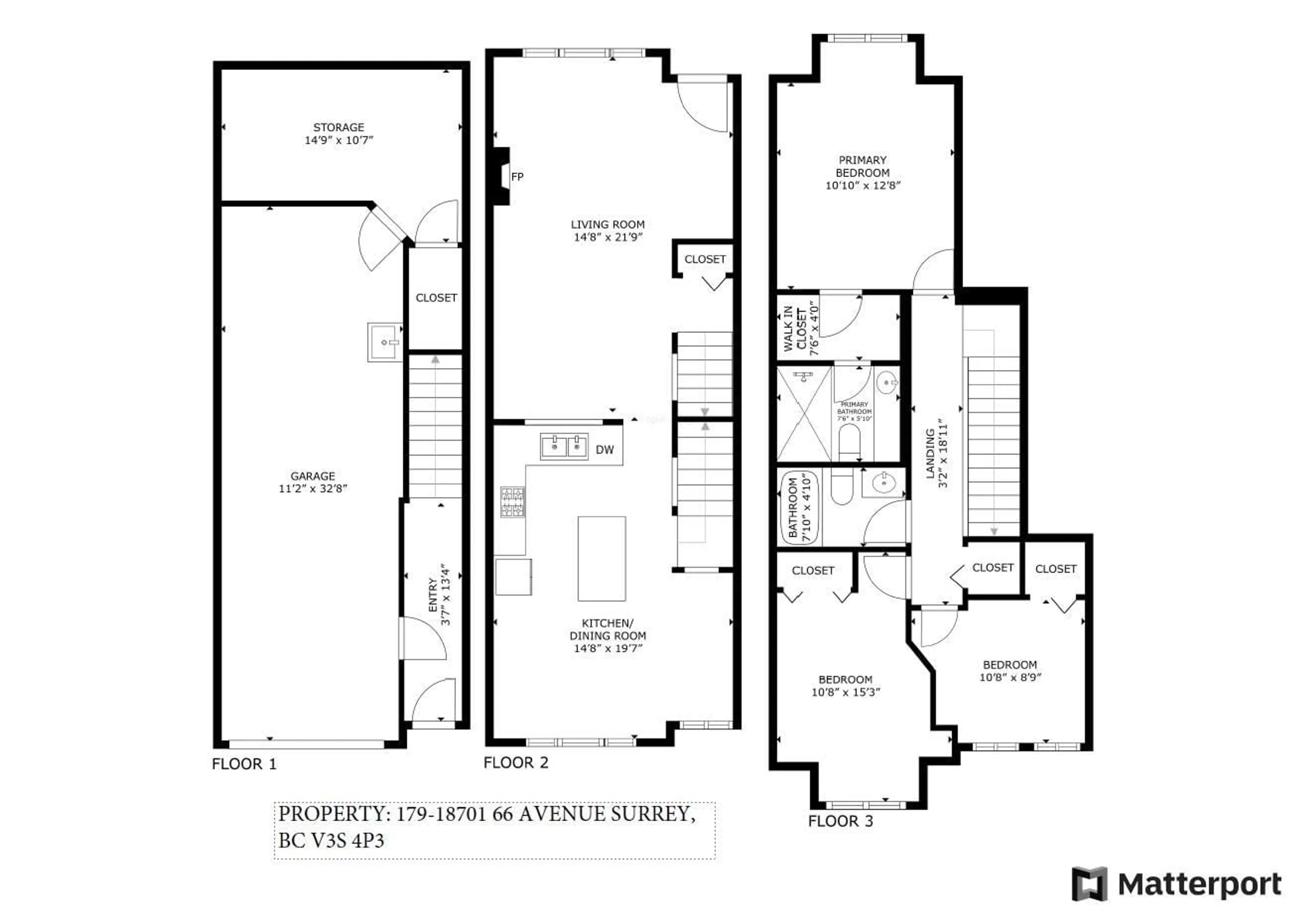 Floor plan for 179 18701 66 AVENUE, Surrey British Columbia V3S4P3