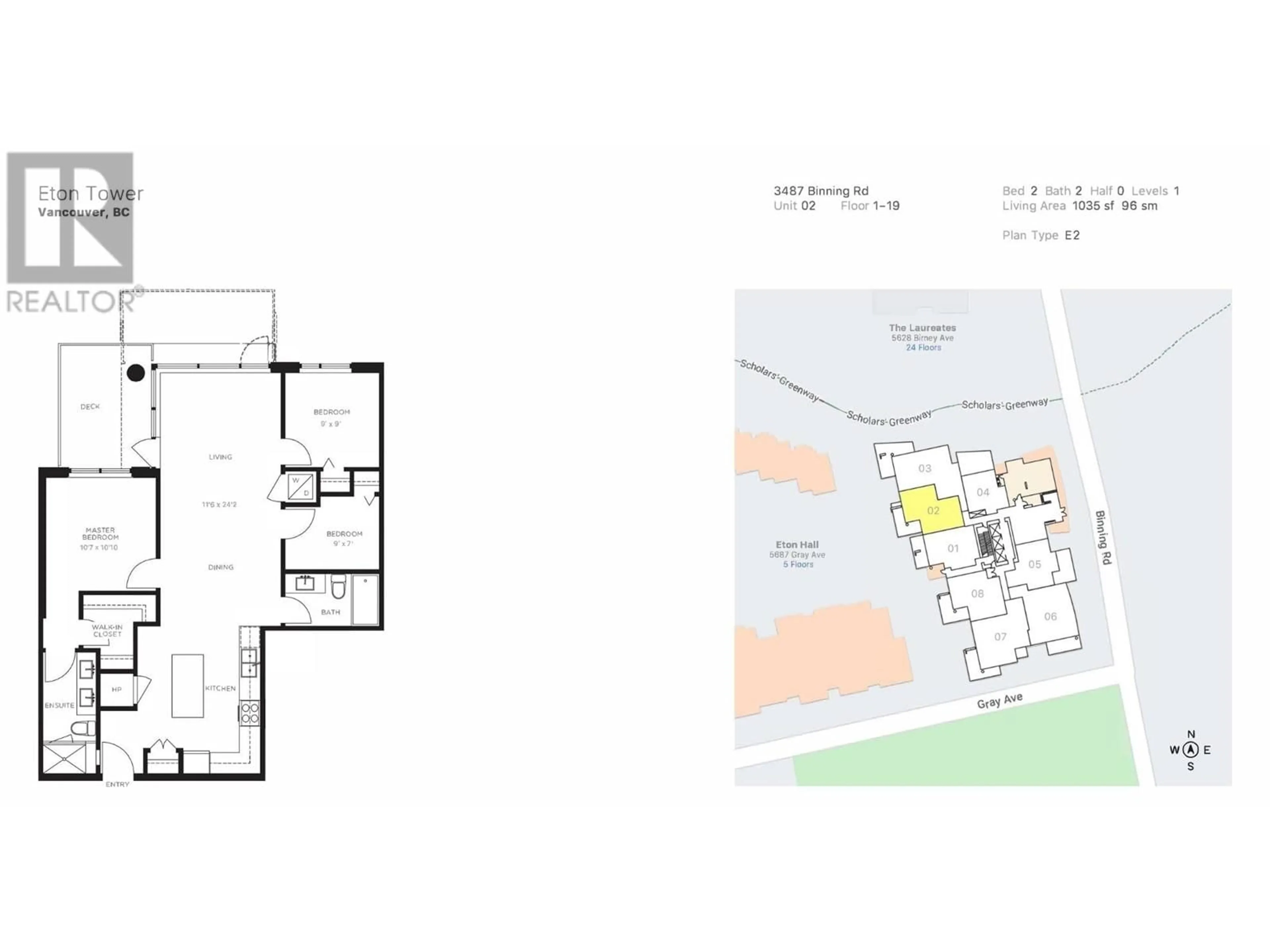 Floor plan for 1102 3487 BINNING ROAD, Vancouver British Columbia V6S0K8