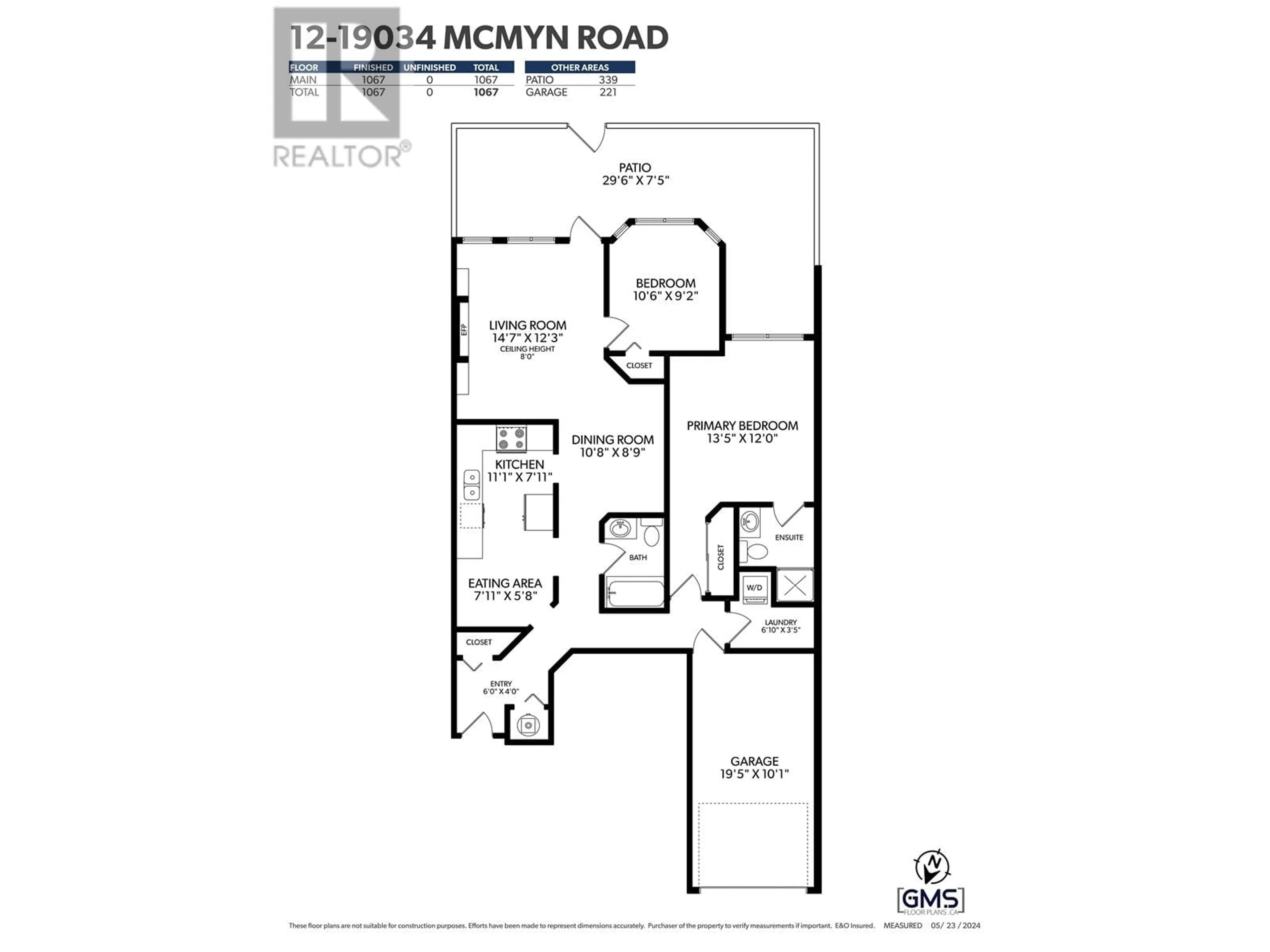 Floor plan for 12 19034 MCMYN ROAD, Pitt Meadows British Columbia V3Y2N8