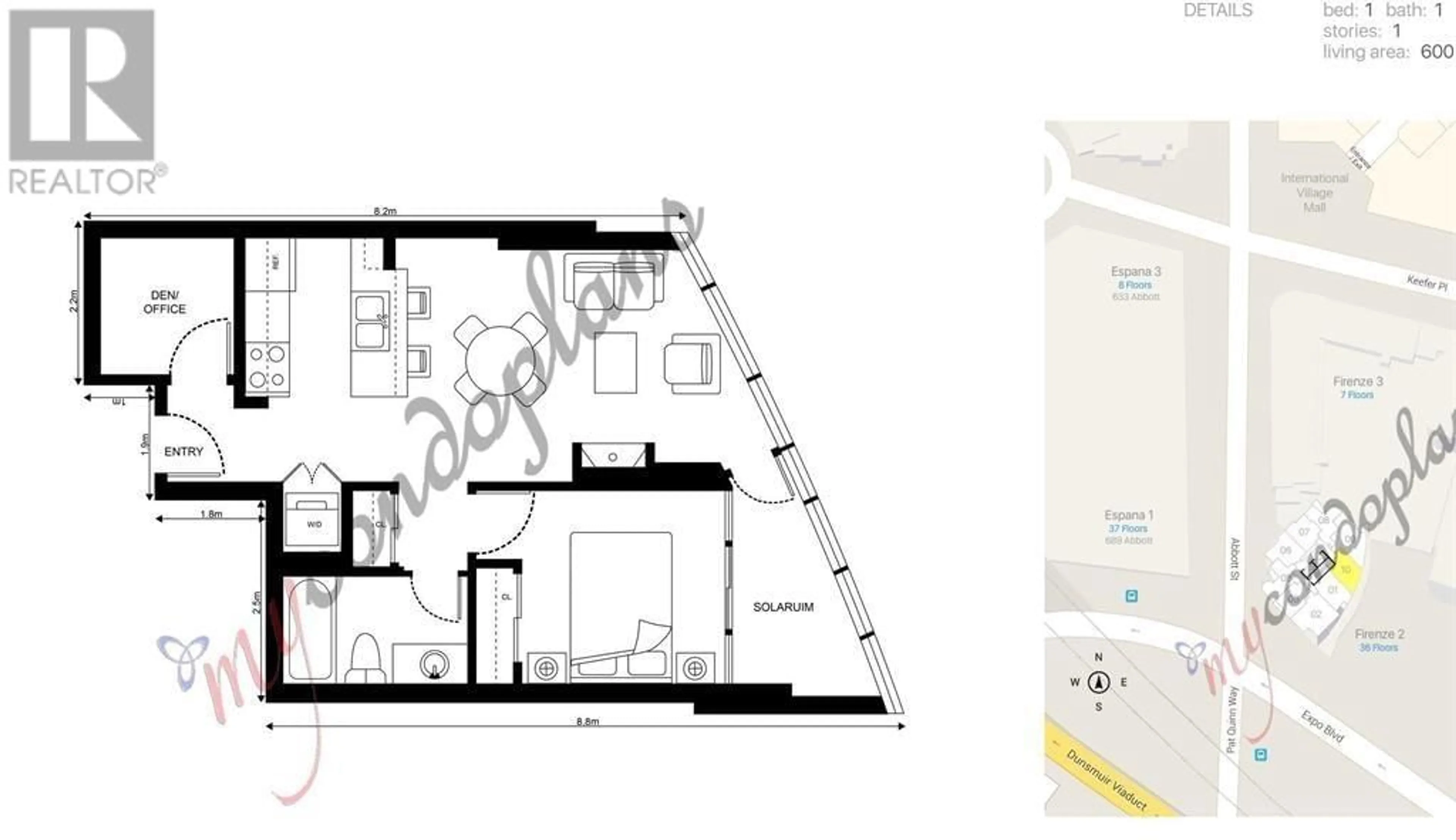 Floor plan for 1110 688 ABBOTT STREET, Vancouver British Columbia V6B0B9