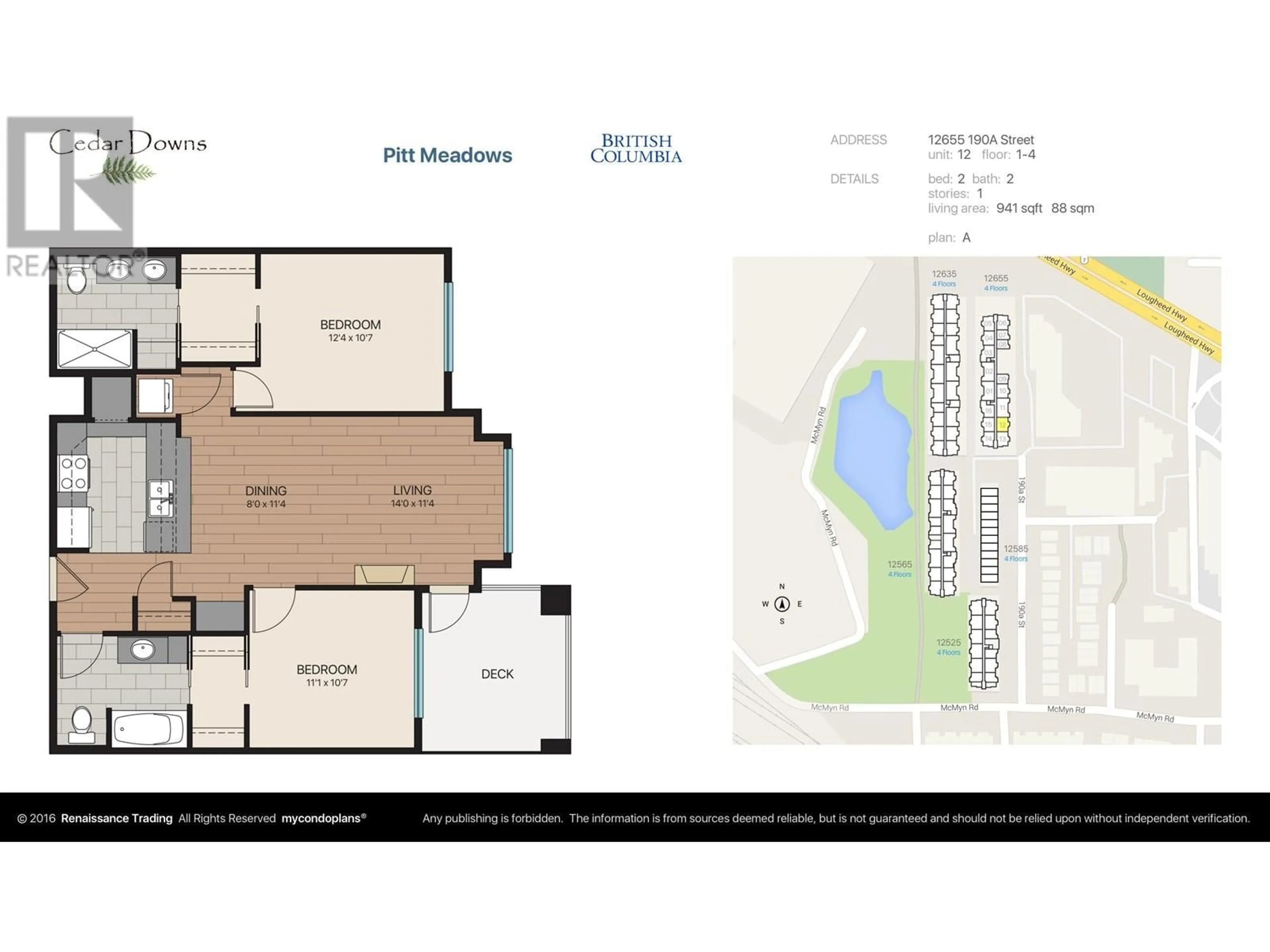 Floor plan for 312 12655 190A STREET, Pitt Meadows British Columbia V3Y0E9