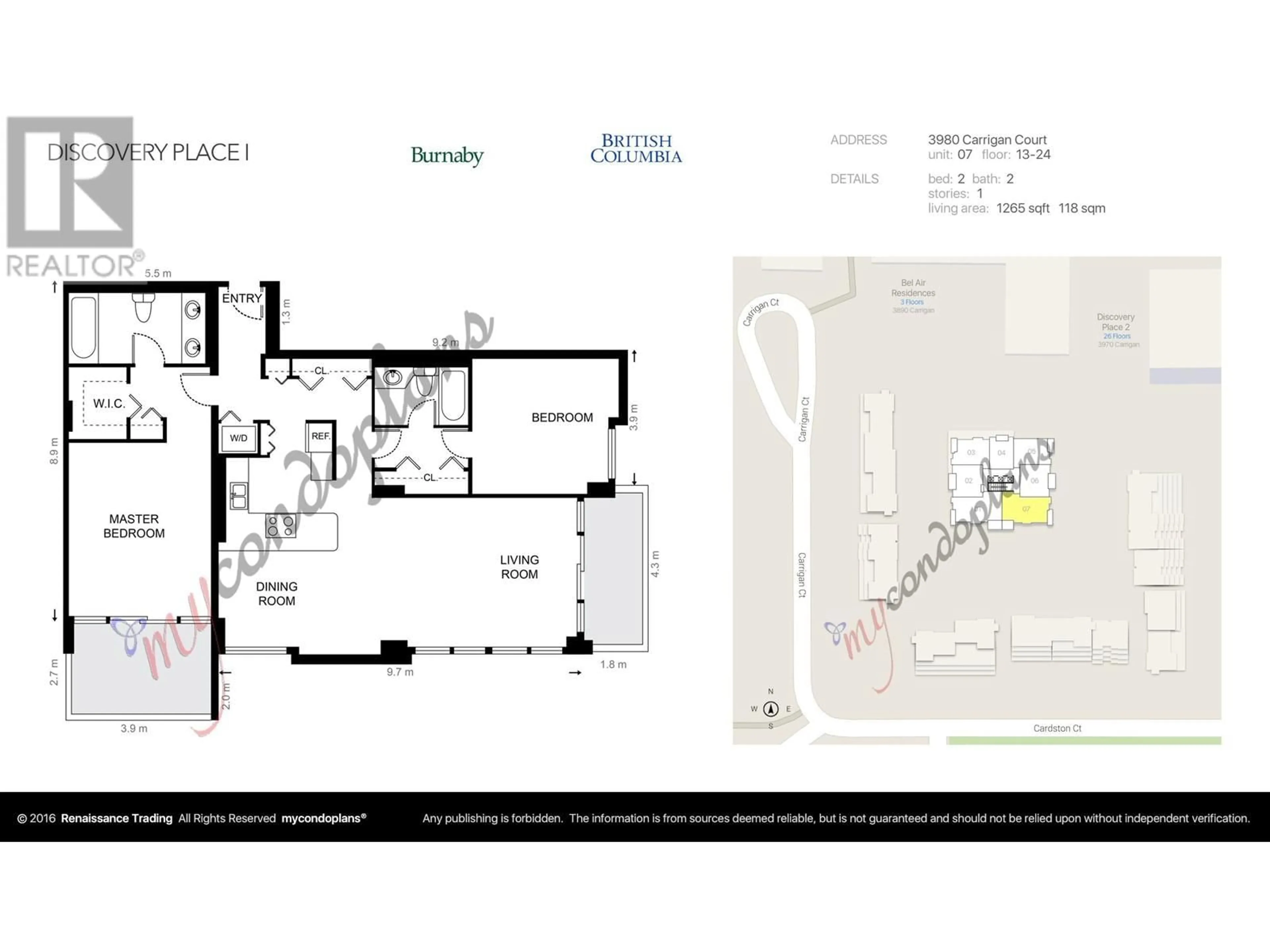 Floor plan for 2207 3980 CARRIGAN COURT, Burnaby British Columbia V3N4S6