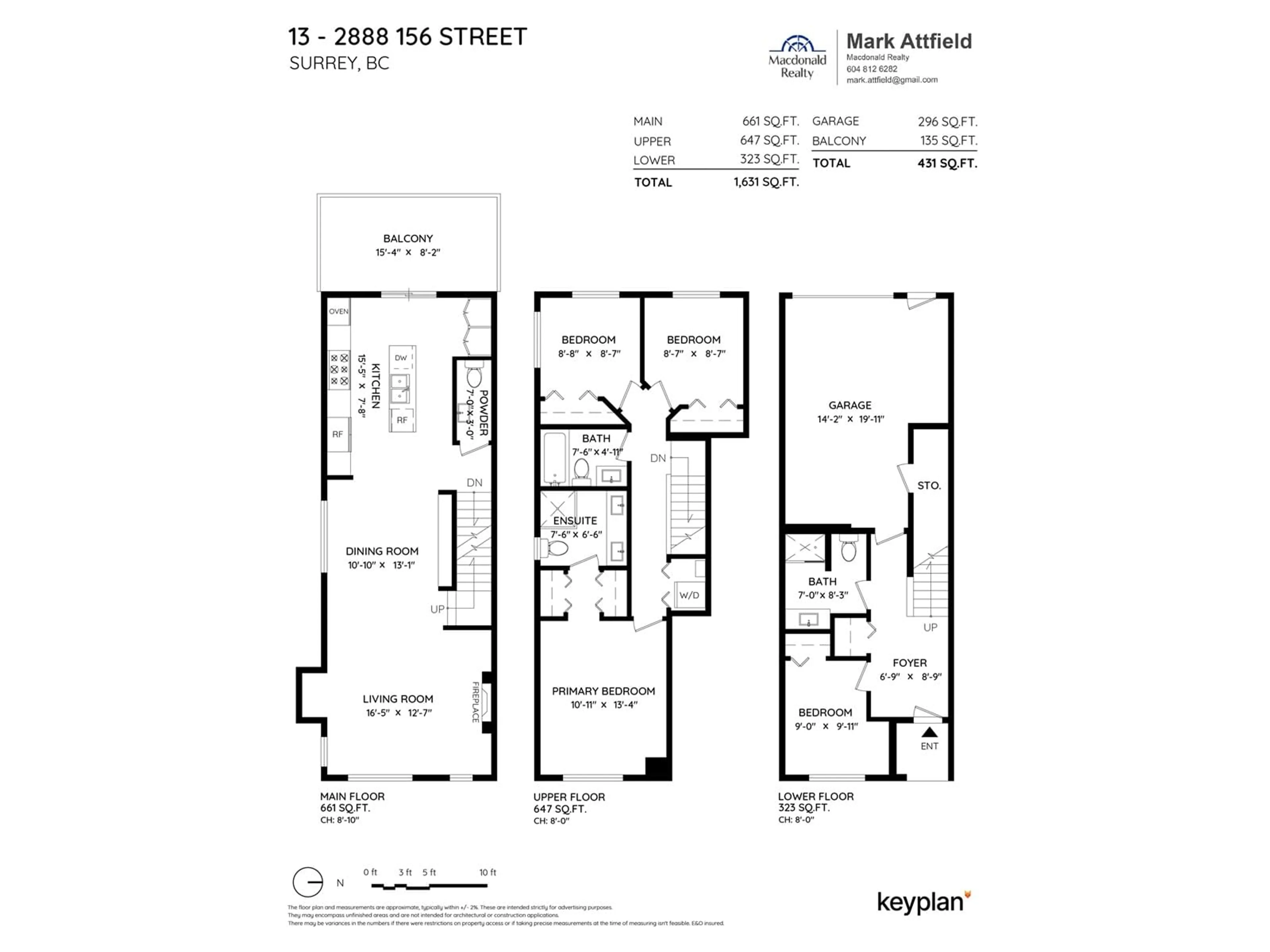 Floor plan for 13 2888 156 STREET, Surrey British Columbia V3Z0C7