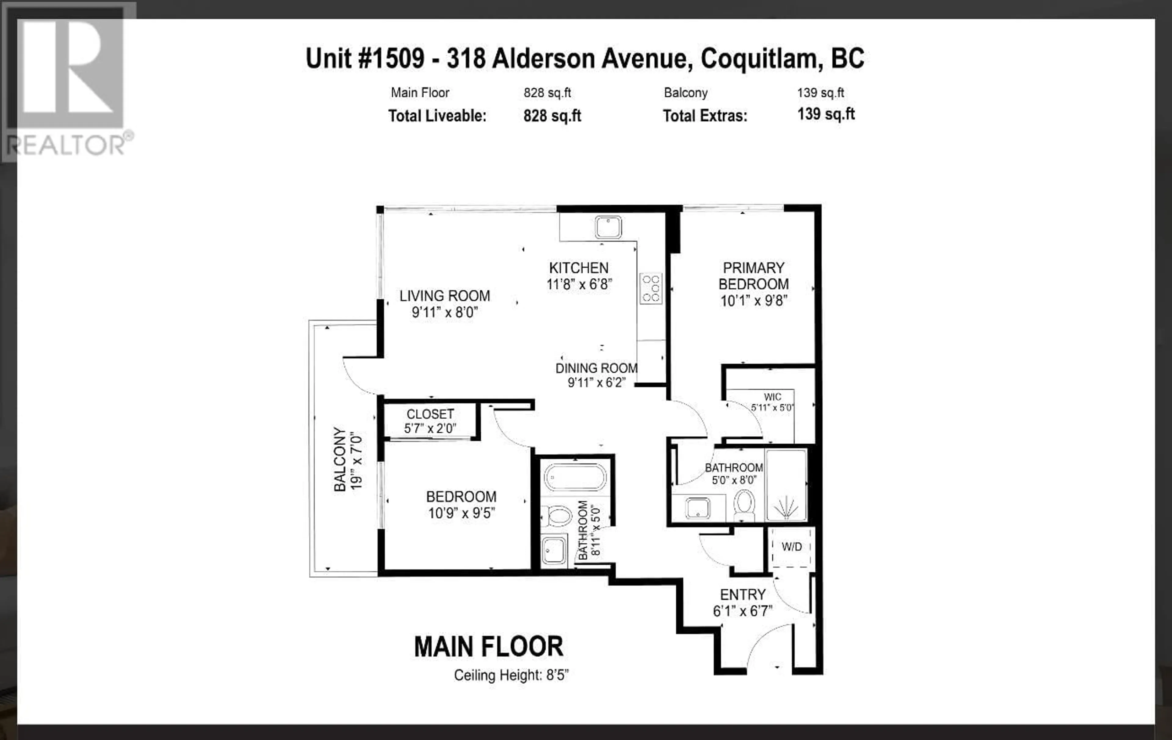 Floor plan for 1509 318 ALDERSON AVENUE, Coquitlam British Columbia V3K0J1