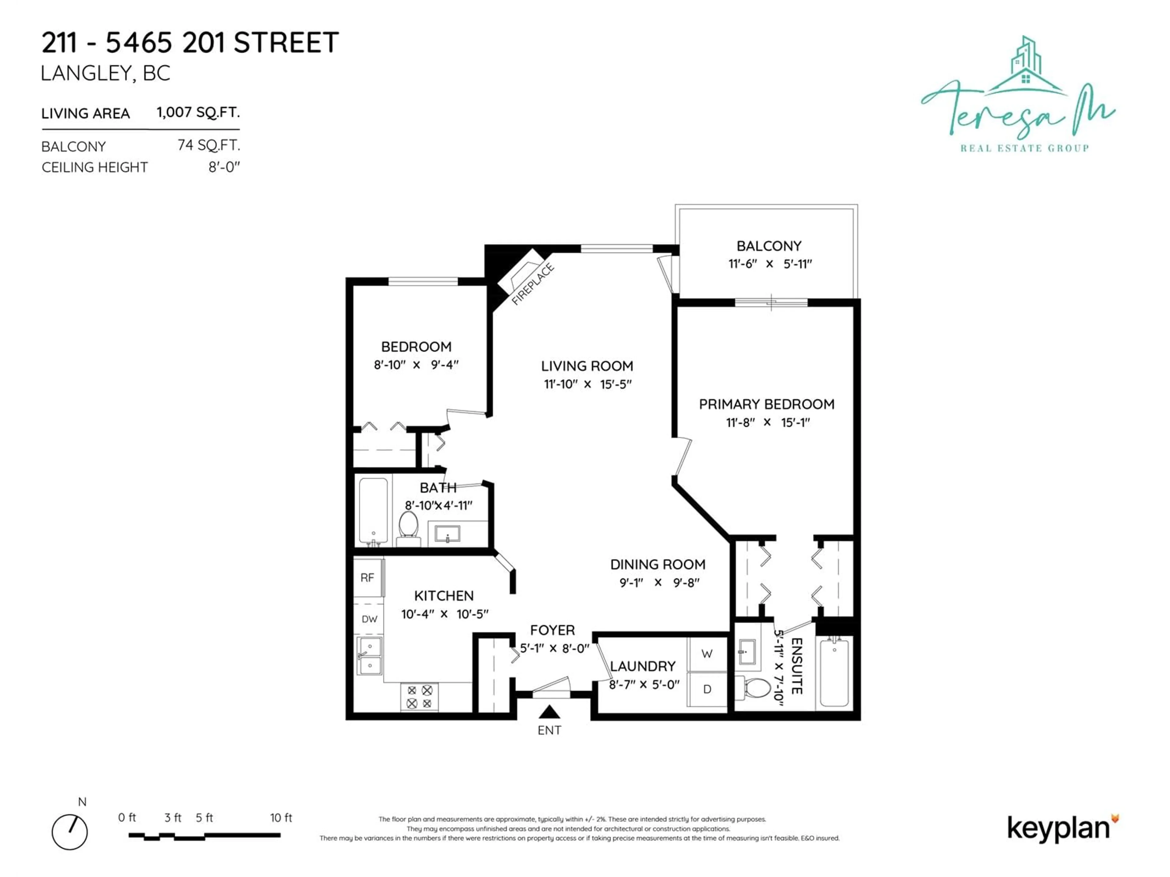 Floor plan for 211 5465 201 STREET, Langley British Columbia V3A1P8