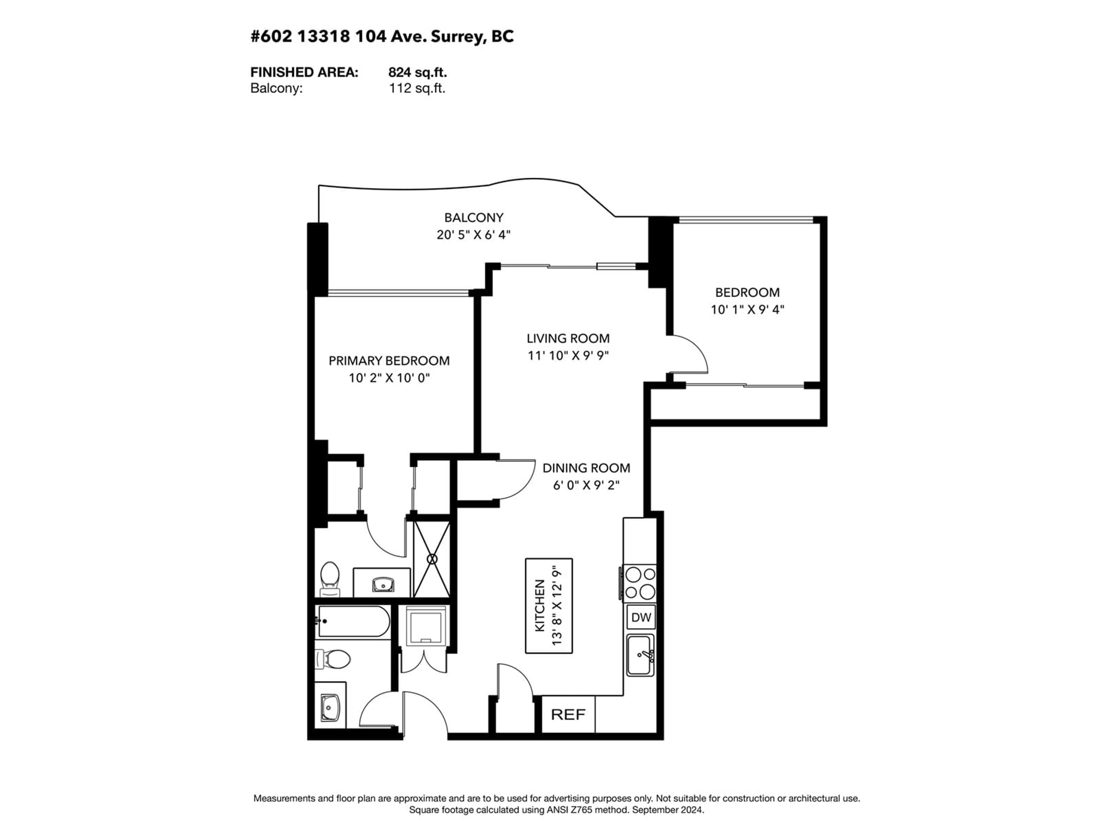 Floor plan for 602 13318 104 AVENUE, Surrey British Columbia V3T0R2