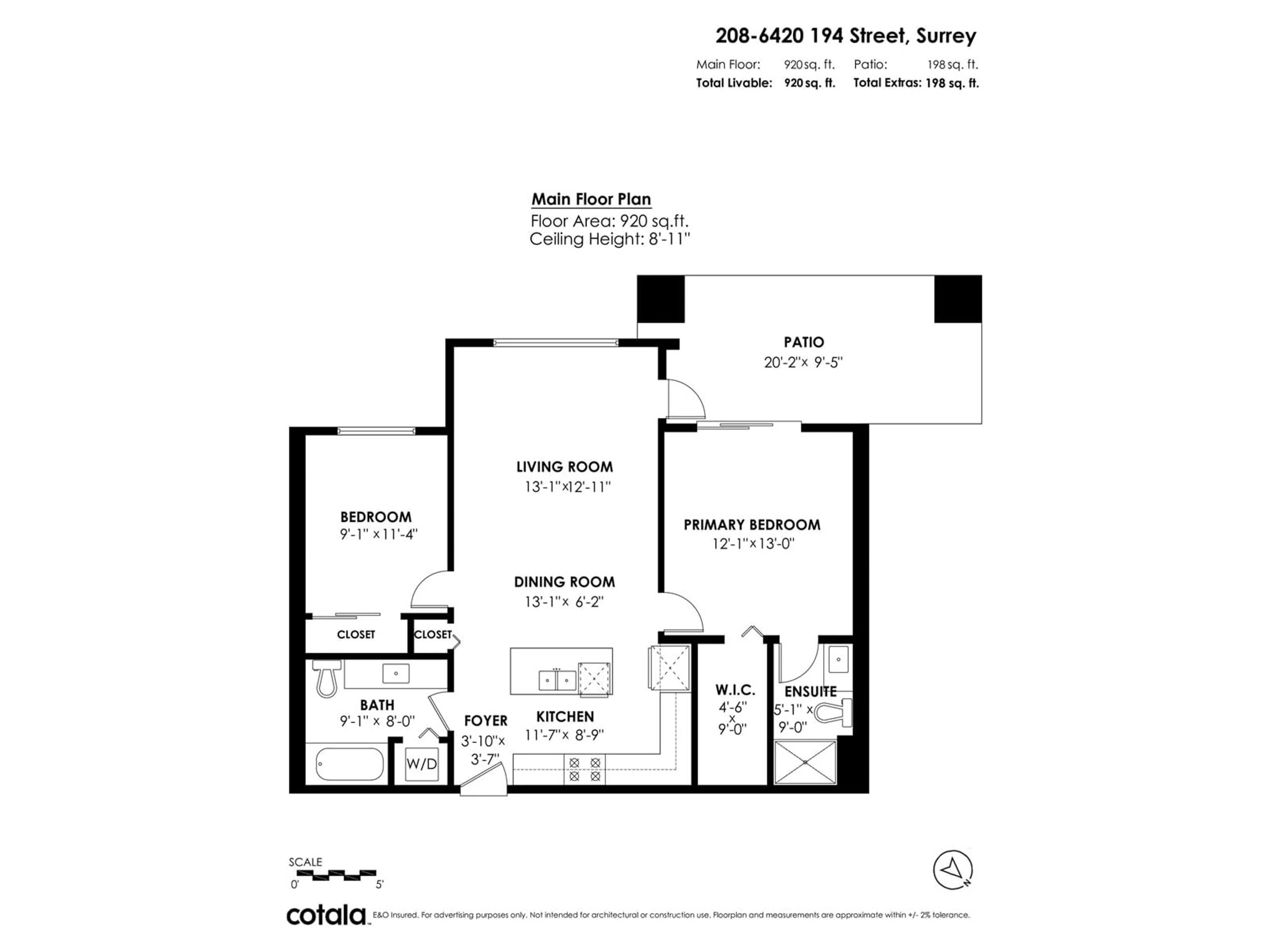 Floor plan for 208 6420 194 STREET, Surrey British Columbia V4N6J7