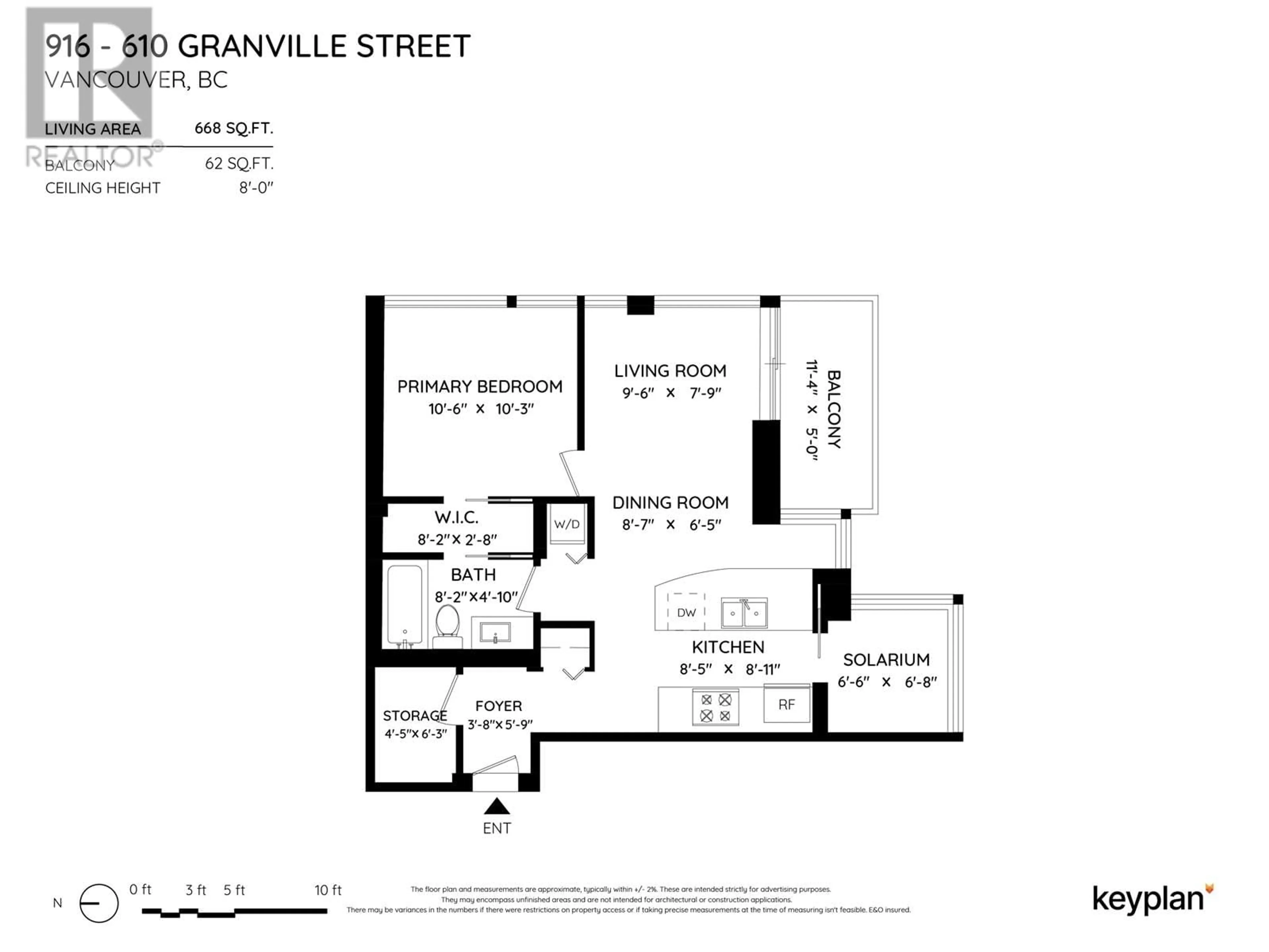 Floor plan for 916 610 GRANVILLE STREET, Vancouver British Columbia V6C3T3