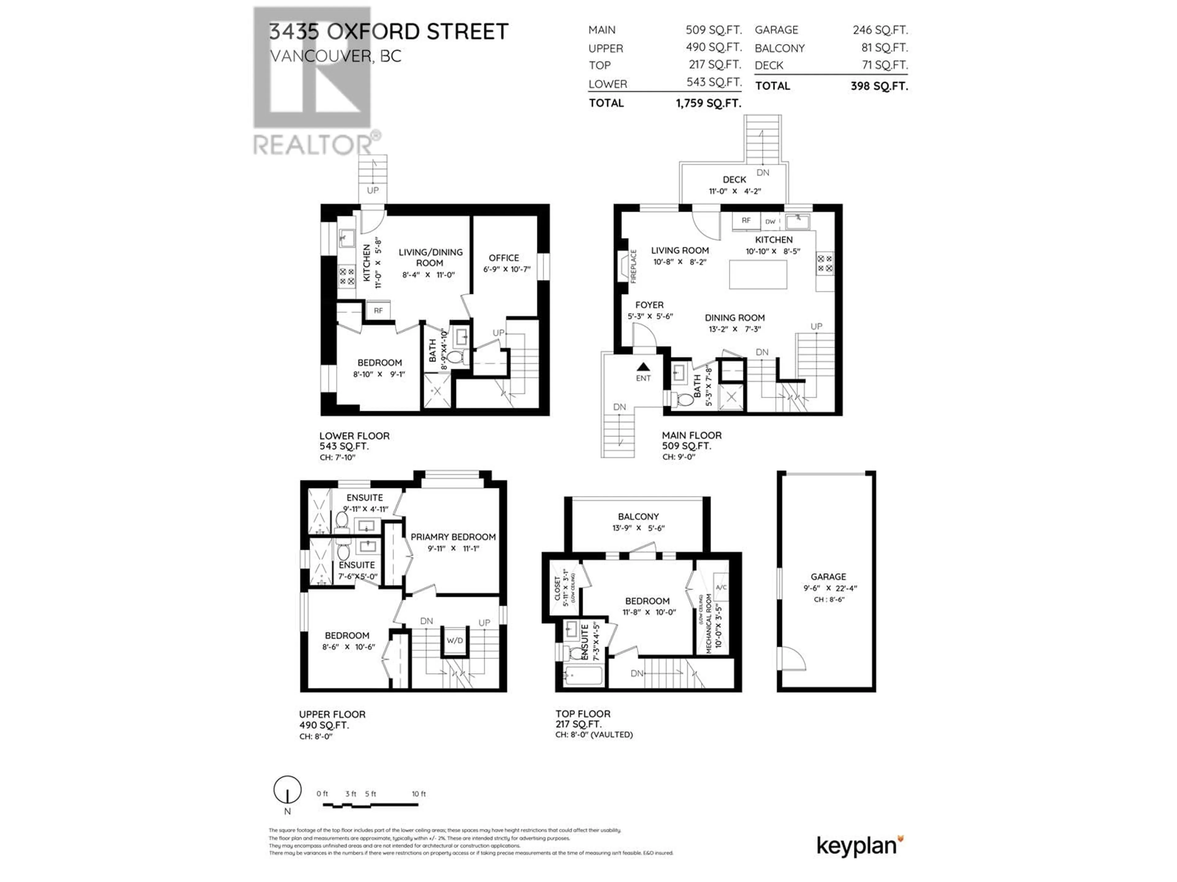 Floor plan for 3435 OXFORD STREET, Vancouver British Columbia V5K1N8