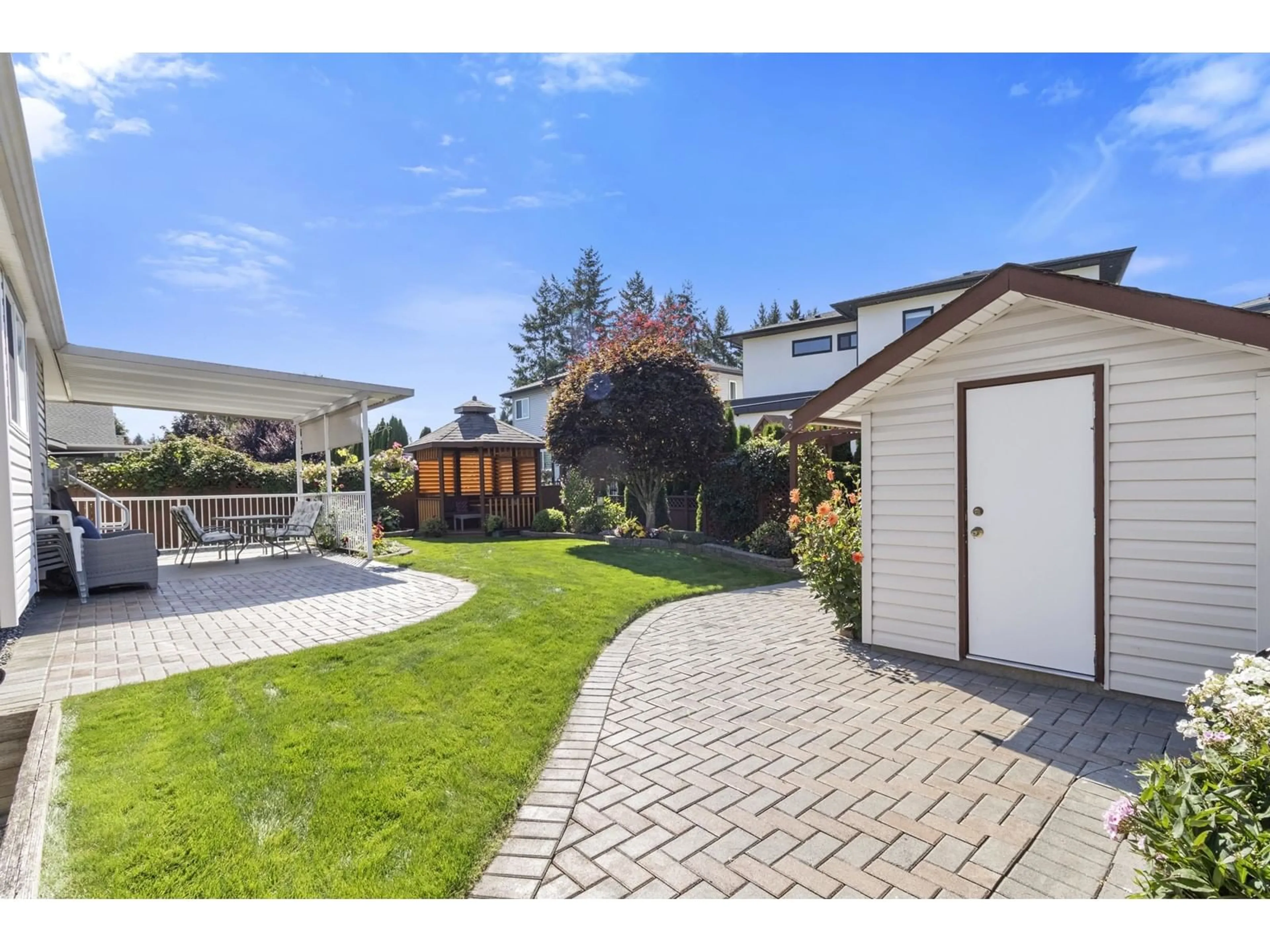 Frontside or backside of a home, the fenced backyard for 2965 WHISTLE DRIVE, Abbotsford British Columbia V4X2R8