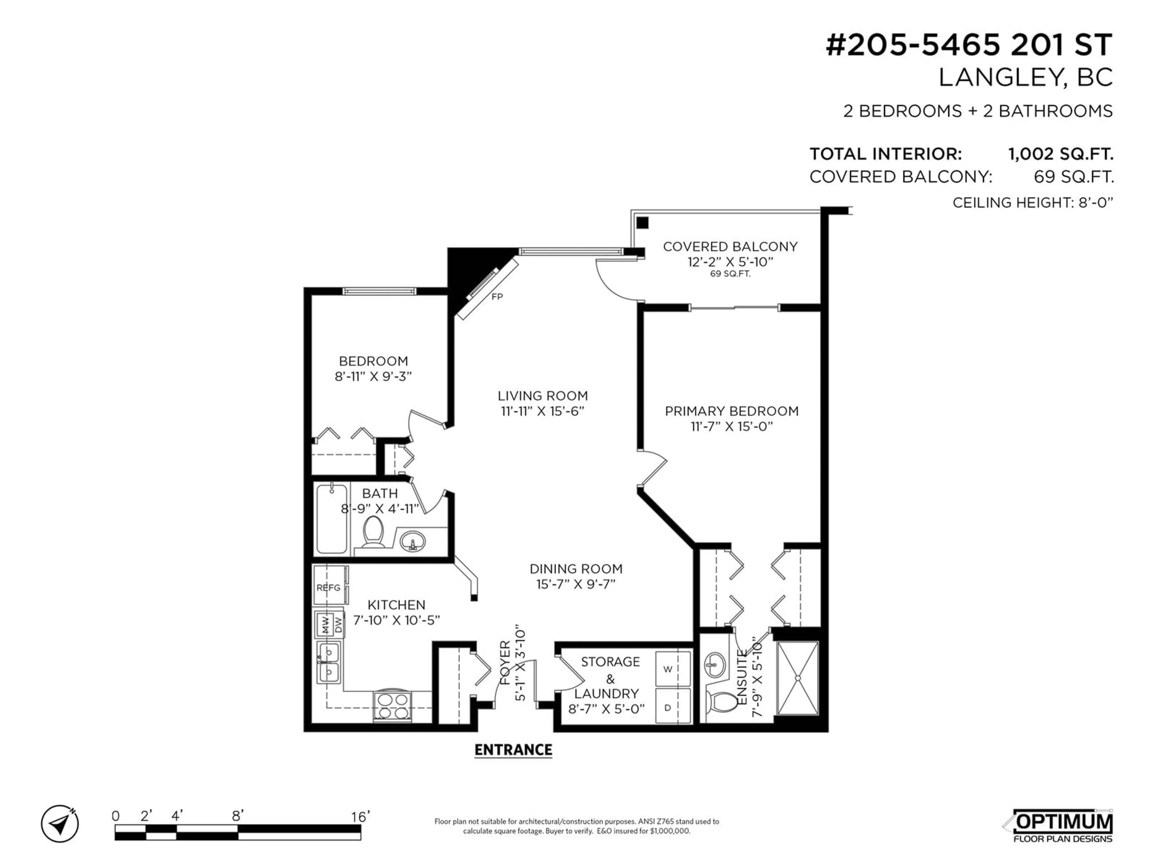 Floor plan for 205 5465 201 STREET, Langley British Columbia V3A1P8