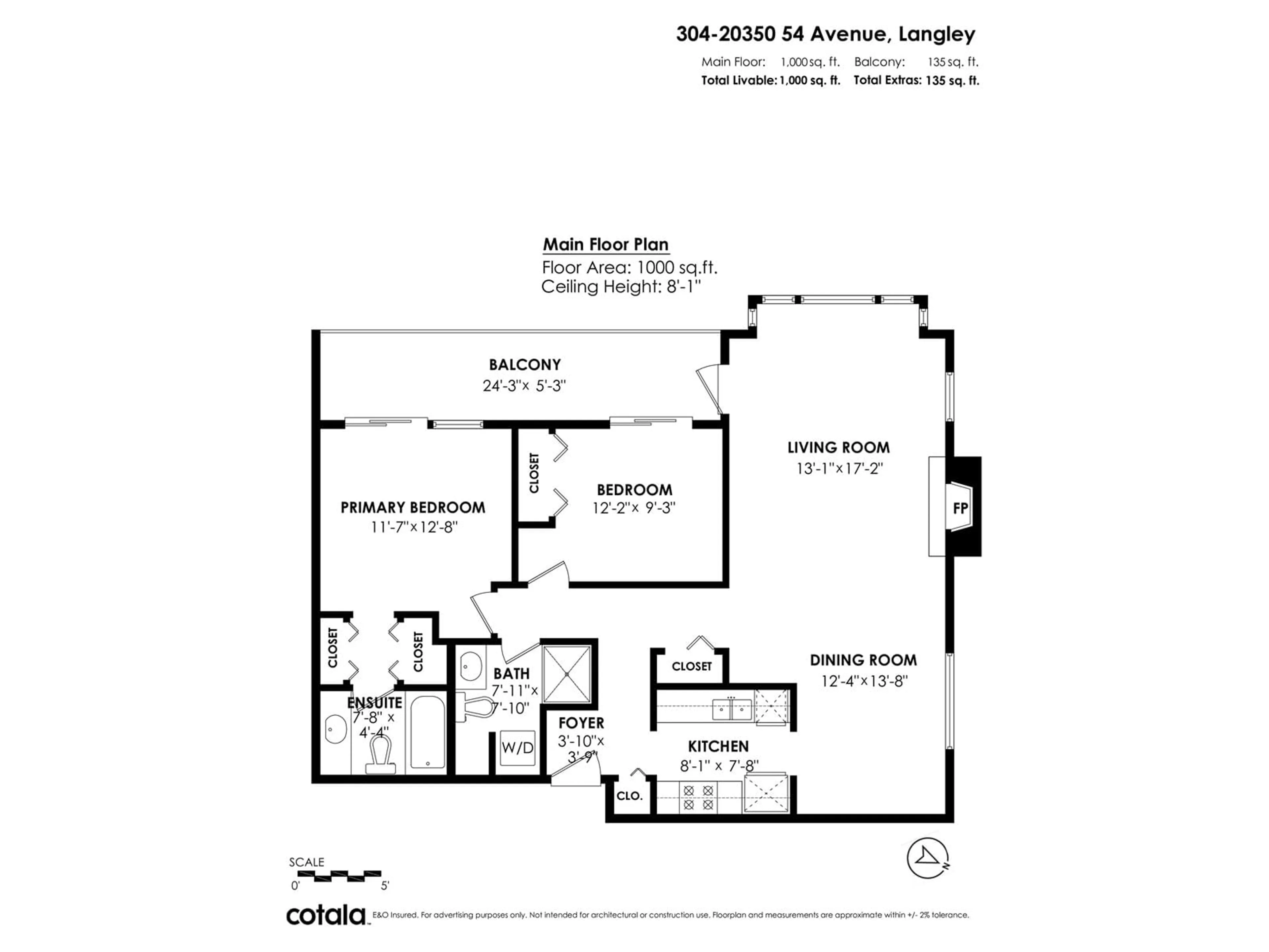 Floor plan for 304 20350 54 AVENUE, Langley British Columbia V3A8J4