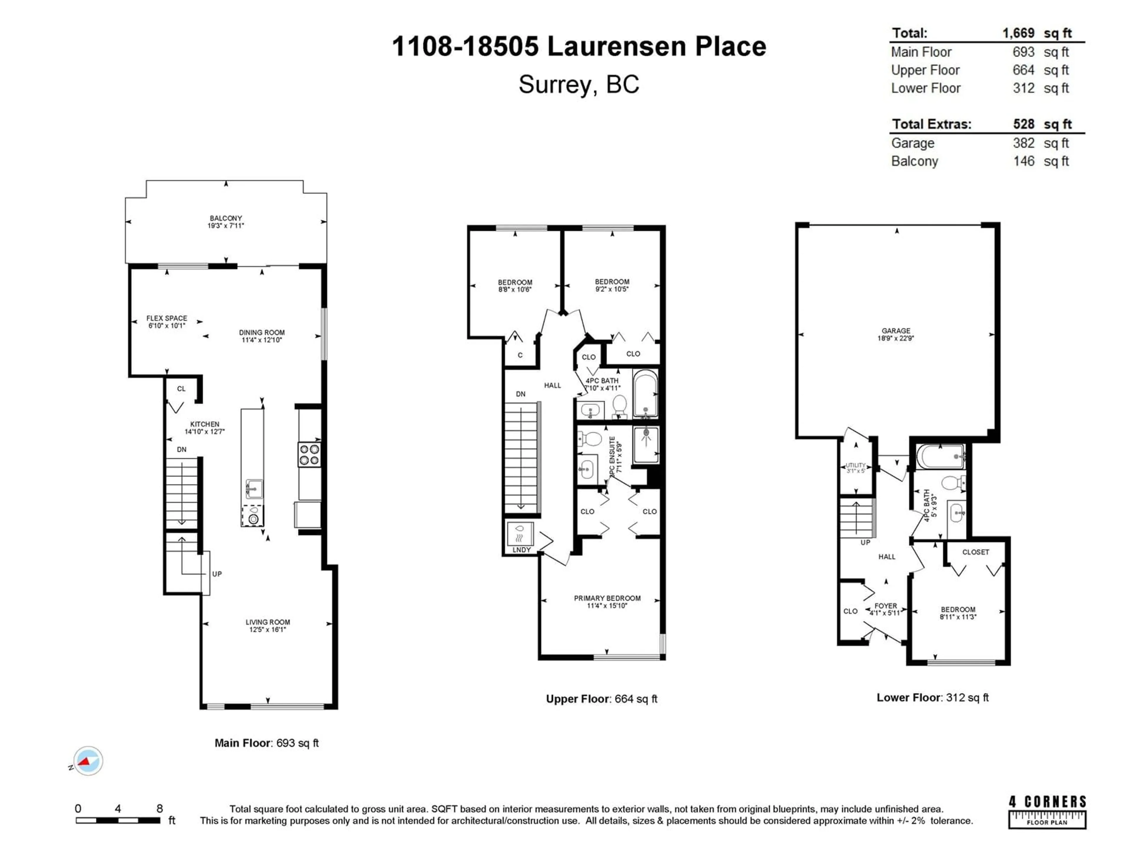 Floor plan for 1108 18505 LAURENSEN PLACE, Surrey British Columbia V4N6R7