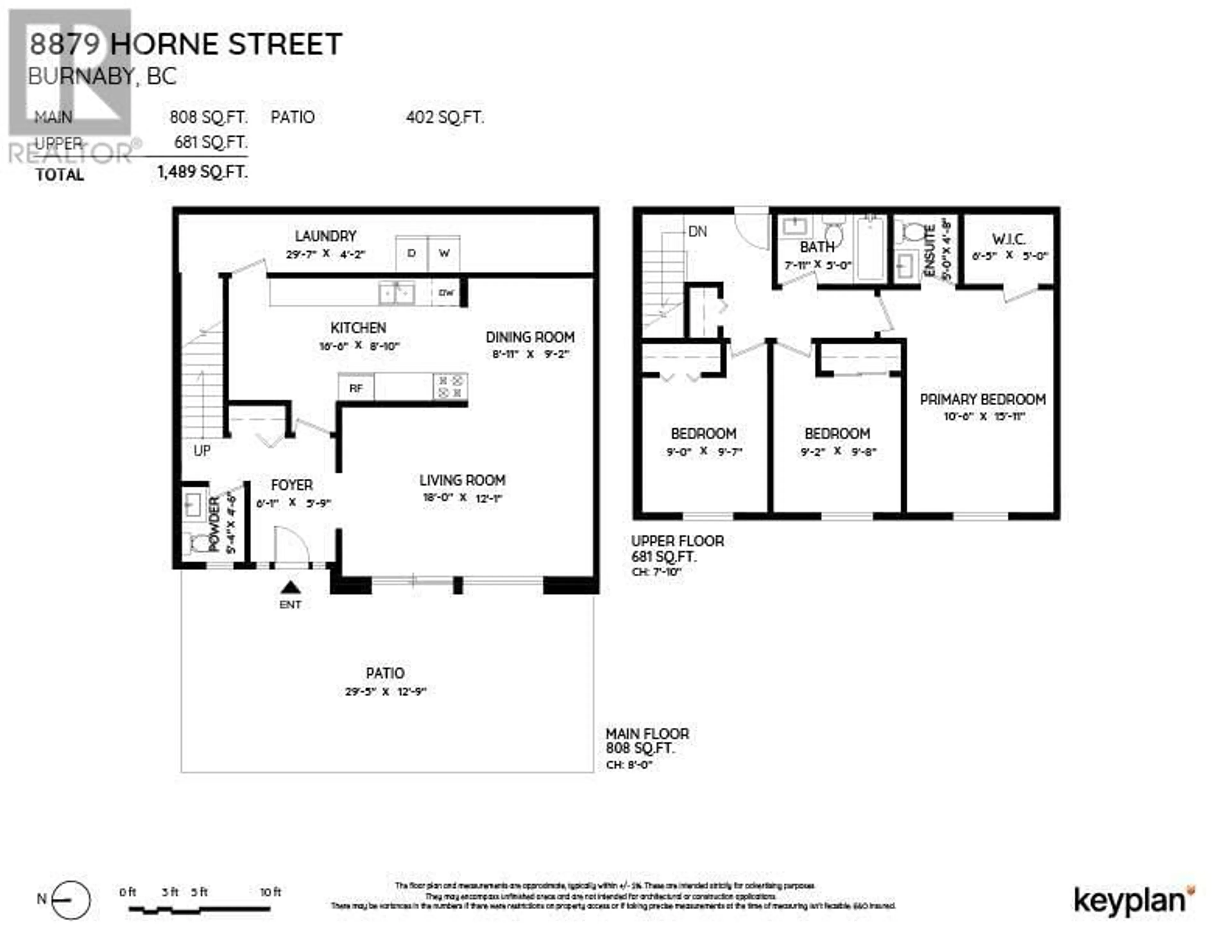 Floor plan for 8879 HORNE STREET, Burnaby British Columbia V3N4J8