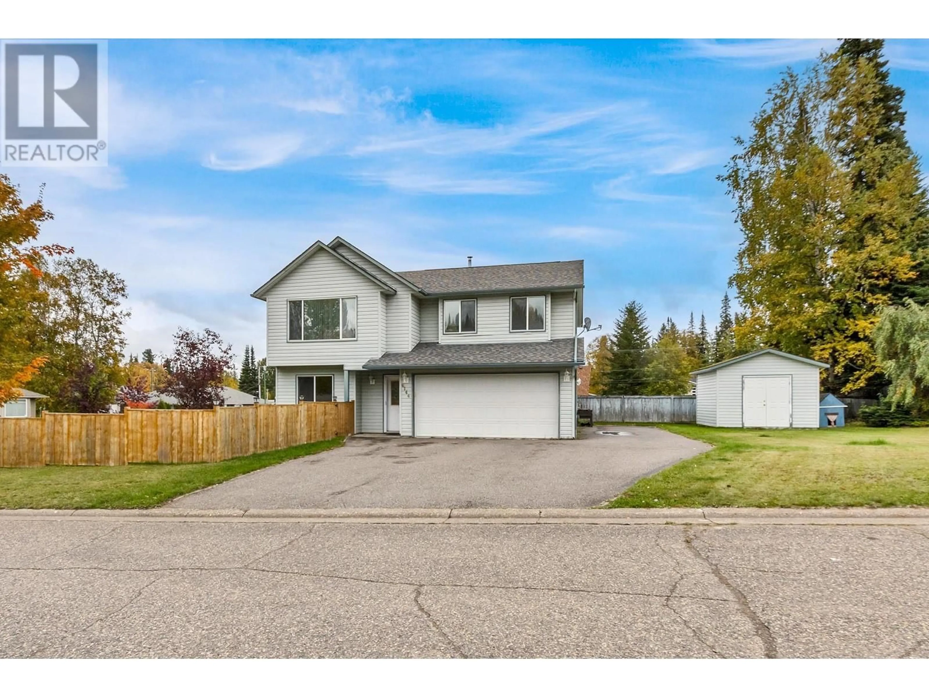 Frontside or backside of a home, the fenced backyard for 6144 BERGER PLACE, Prince George British Columbia V2K4J3