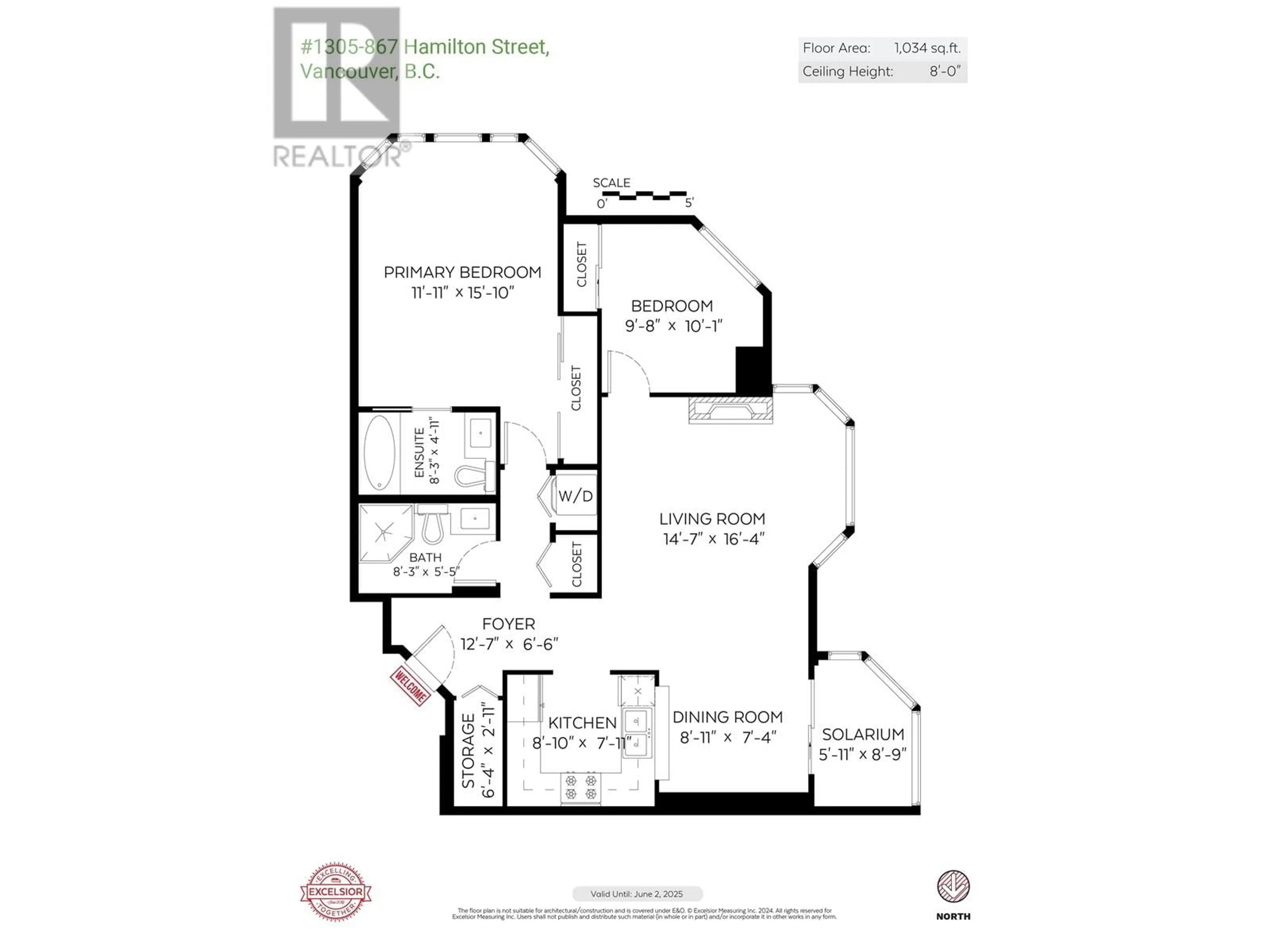 Floor plan for 1305 867 HAMILTON STREET, Vancouver British Columbia V6B6B7