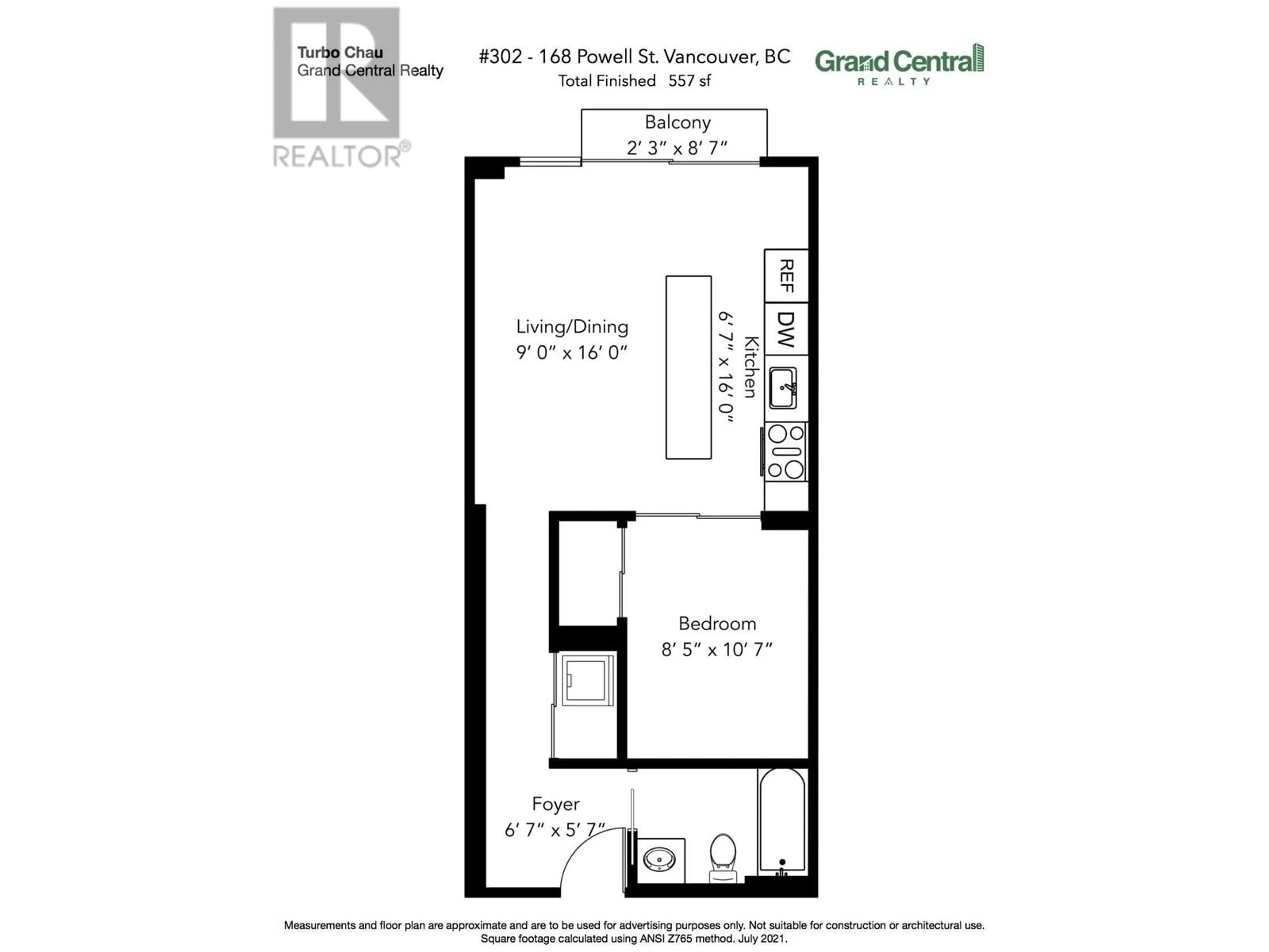 Floor plan for 302 - 168 POWELL STREET, Vancouver British Columbia V6A0B2
