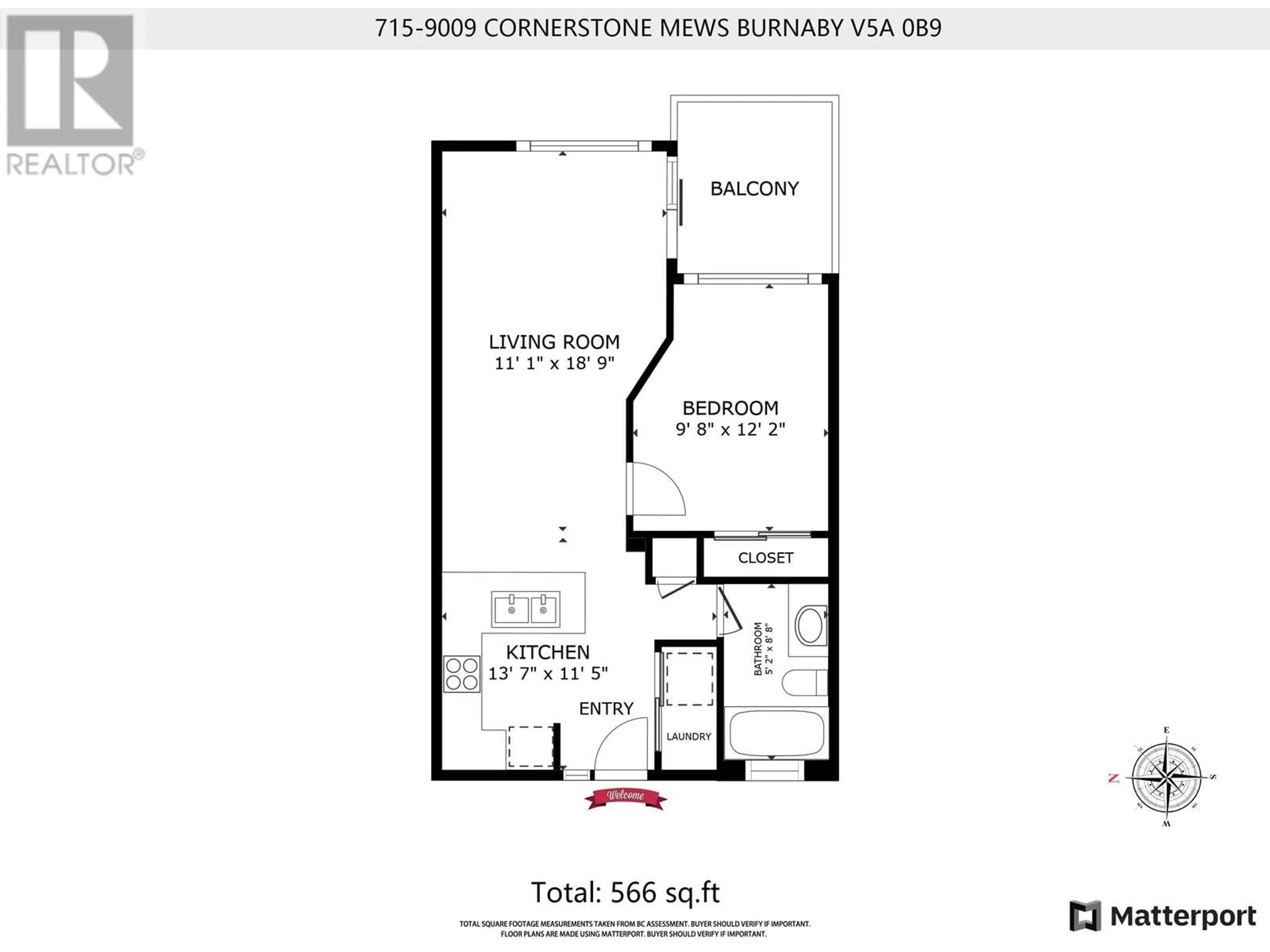 Floor plan for 715 9009 CORNERSTONE MEWS, Burnaby British Columbia V5A0B9