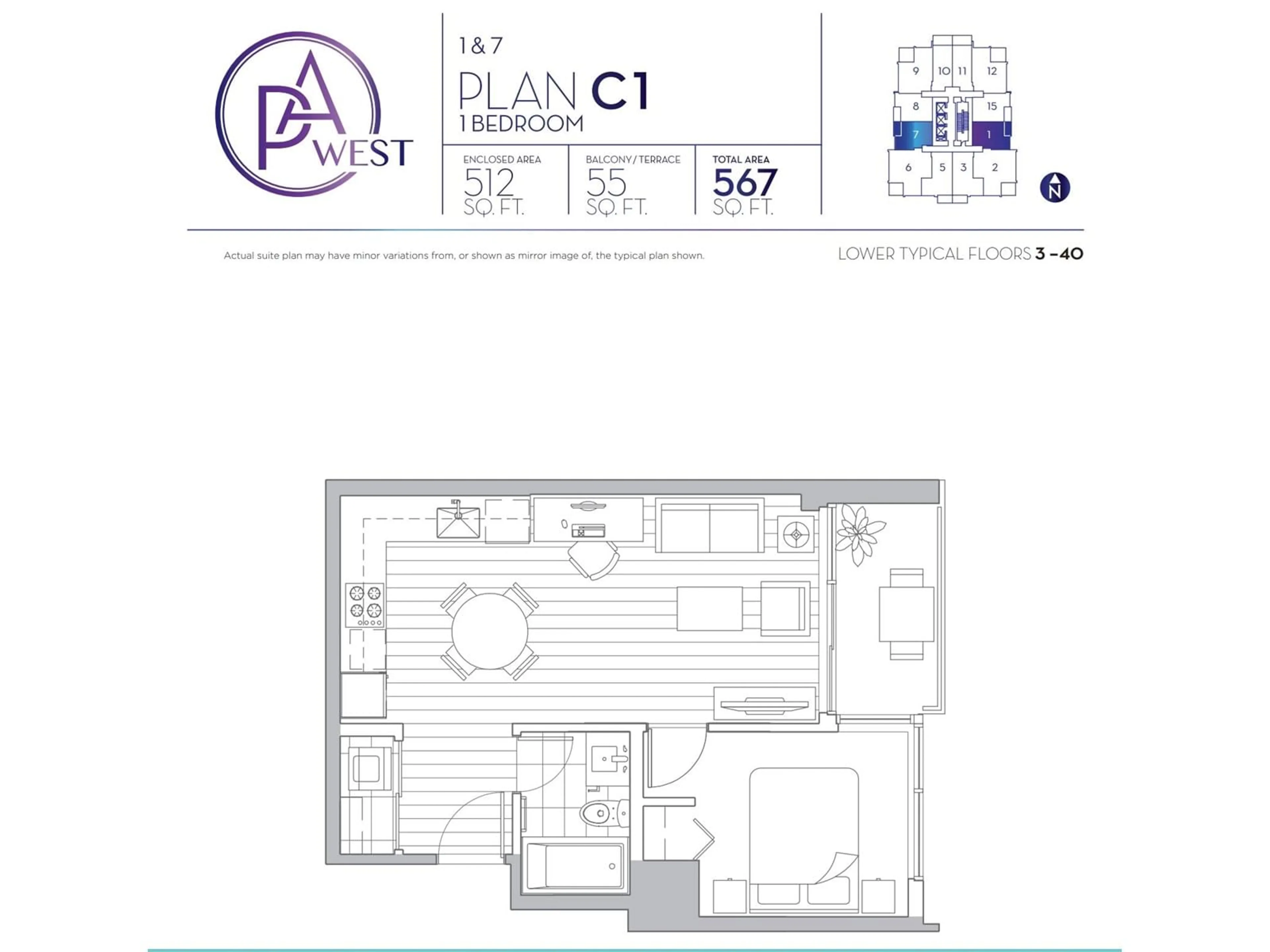 Floor plan for 901 13750 100 AVENUE, Surrey British Columbia V3T0L3