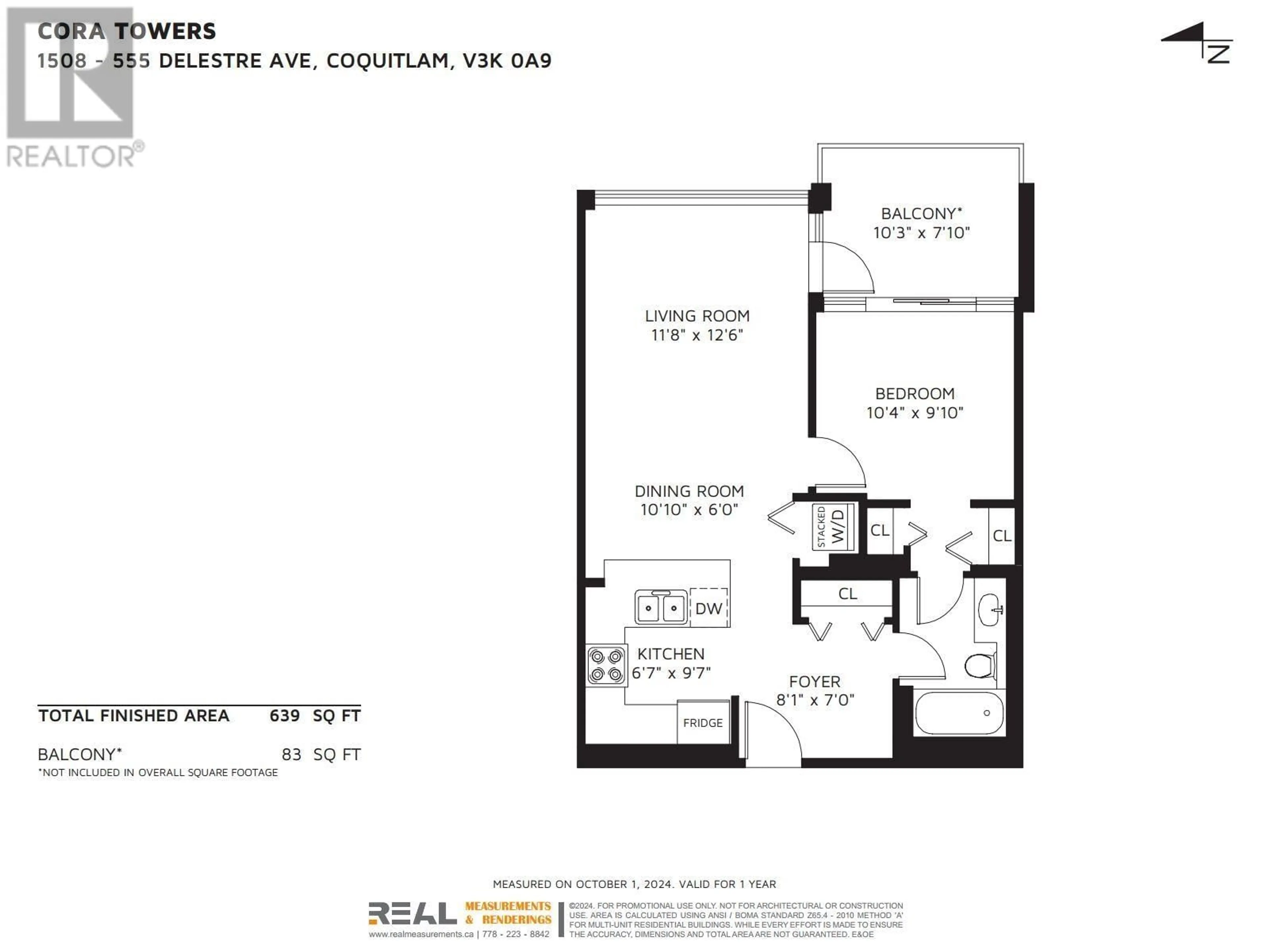 Floor plan for 1508 555 DELESTRE AVENUE, Coquitlam British Columbia V3K0A9