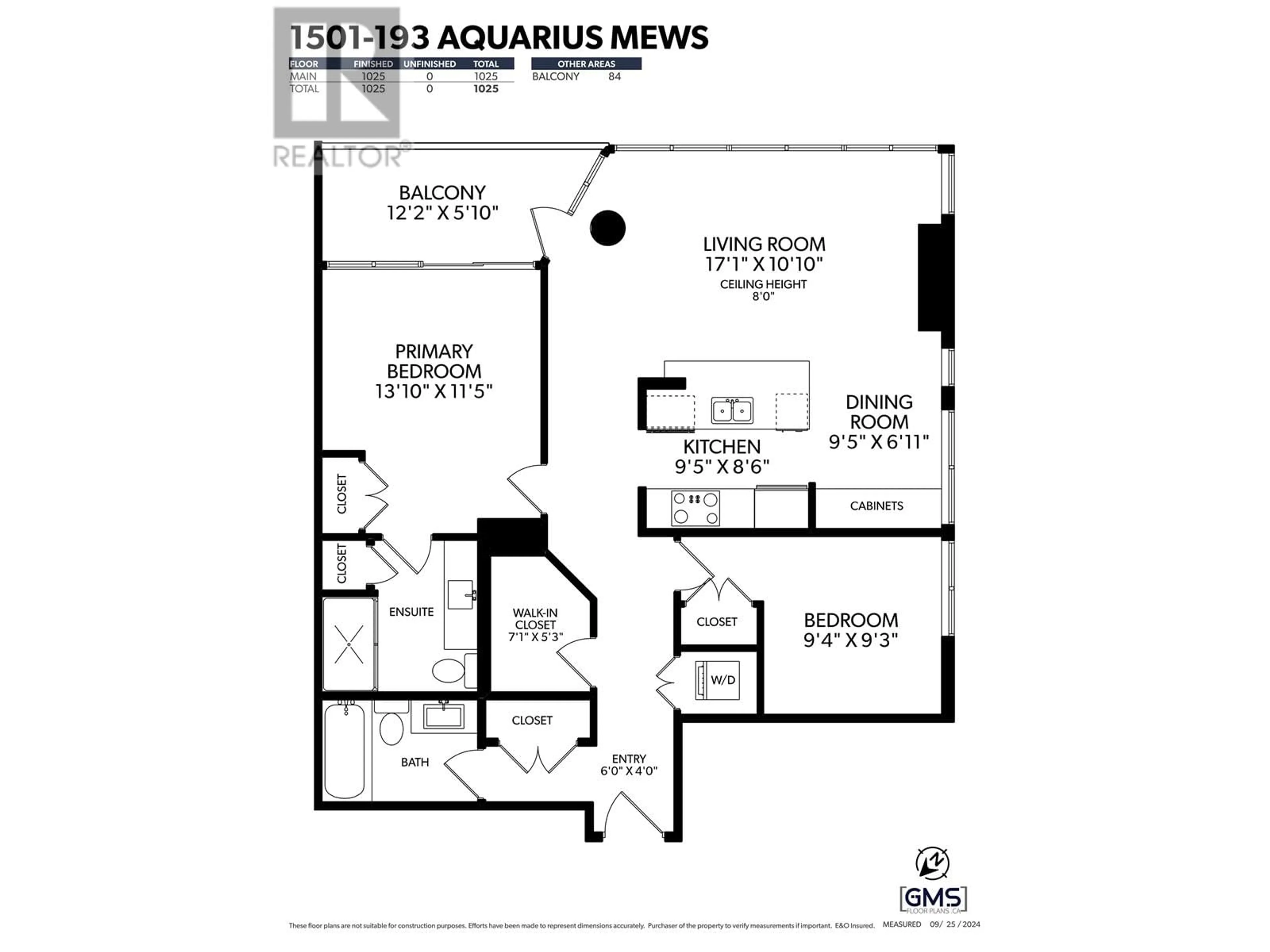 Floor plan for 1501 193 AQUARIUS MEWS, Vancouver British Columbia V6Z2Z2