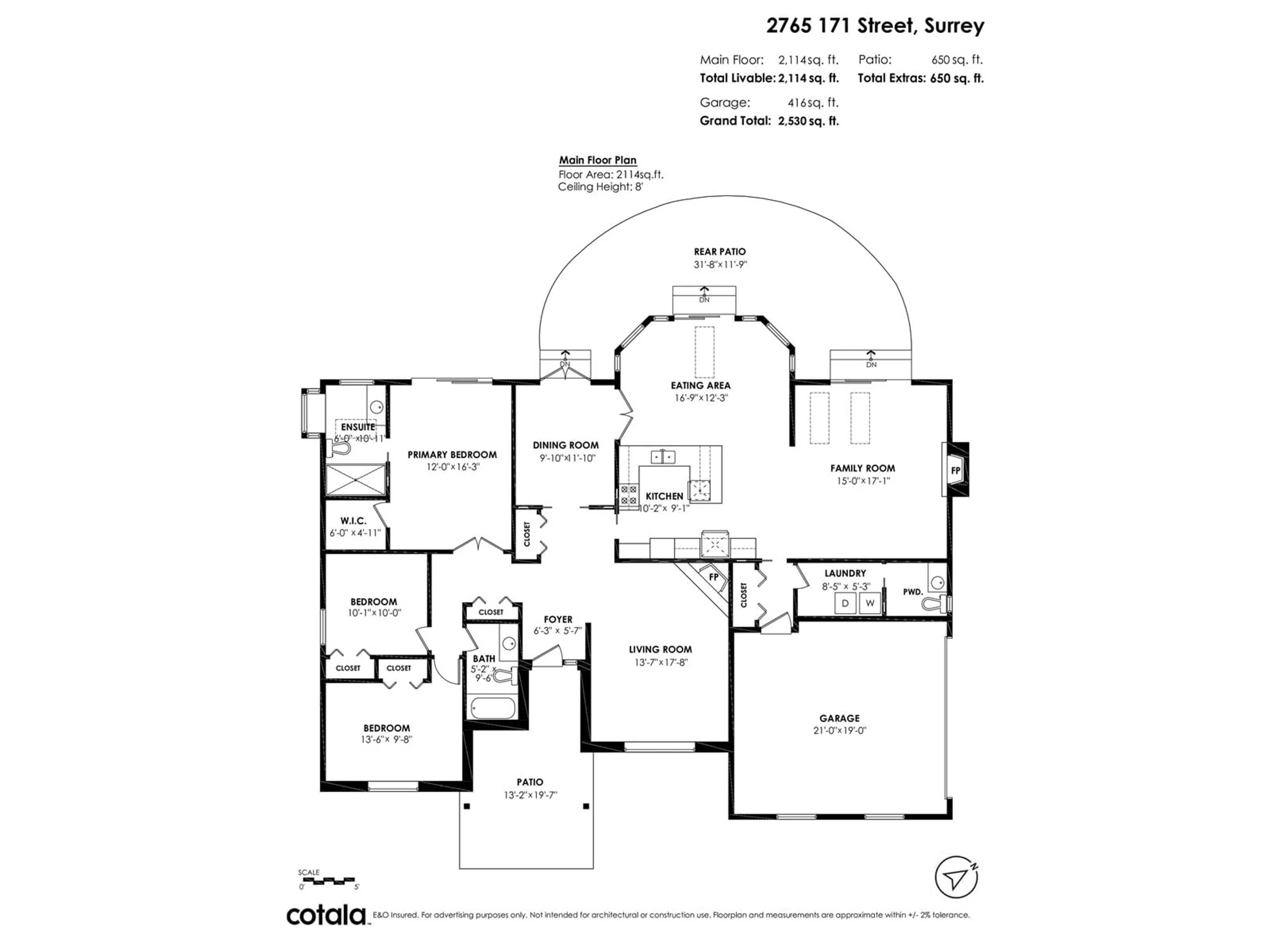 Floor plan for 2765 171 STREET, Surrey British Columbia V3Z0B3