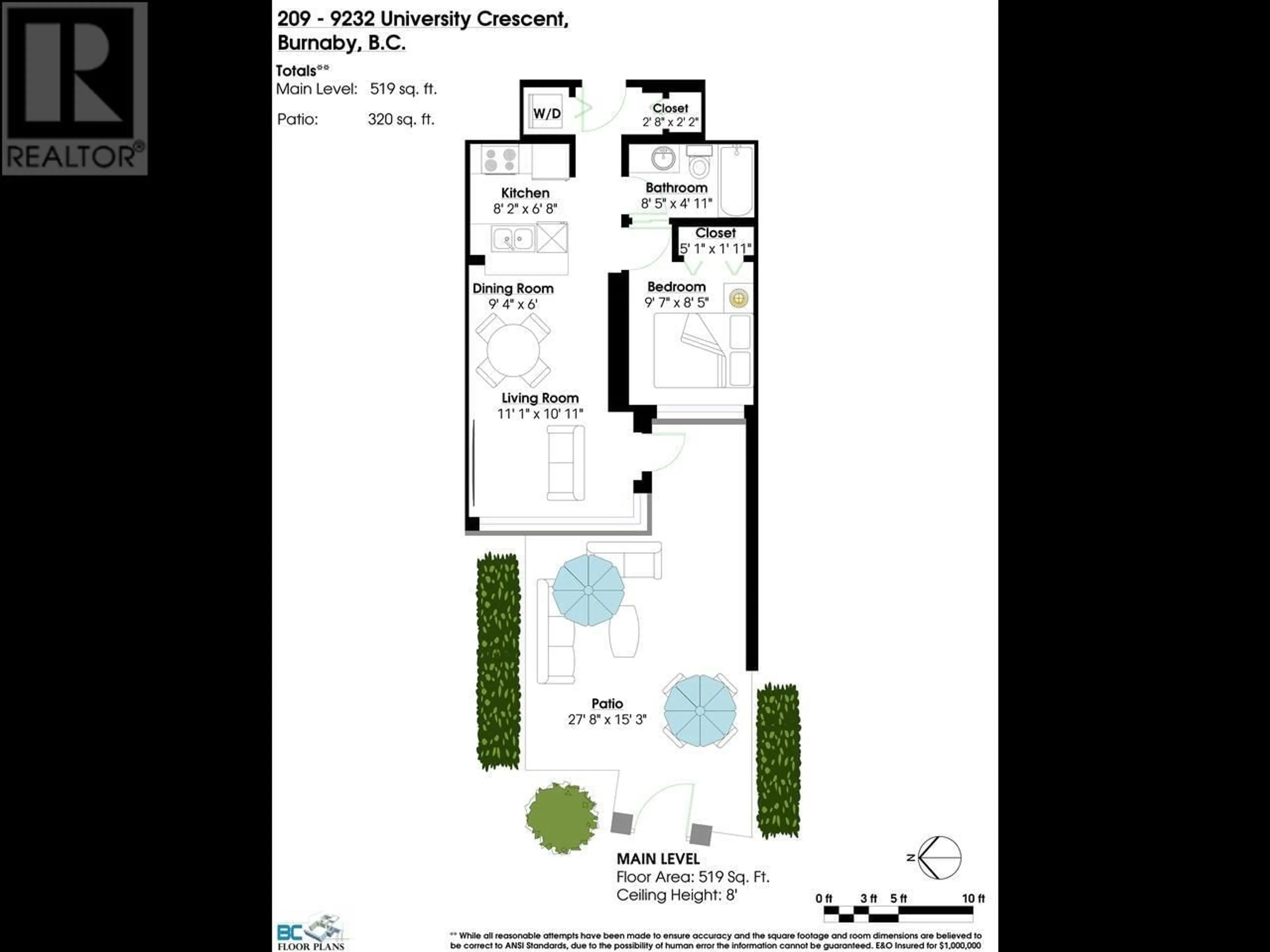 Floor plan for 209 9232 UNIVERSITY CRESCENT, Burnaby British Columbia V5A0A3