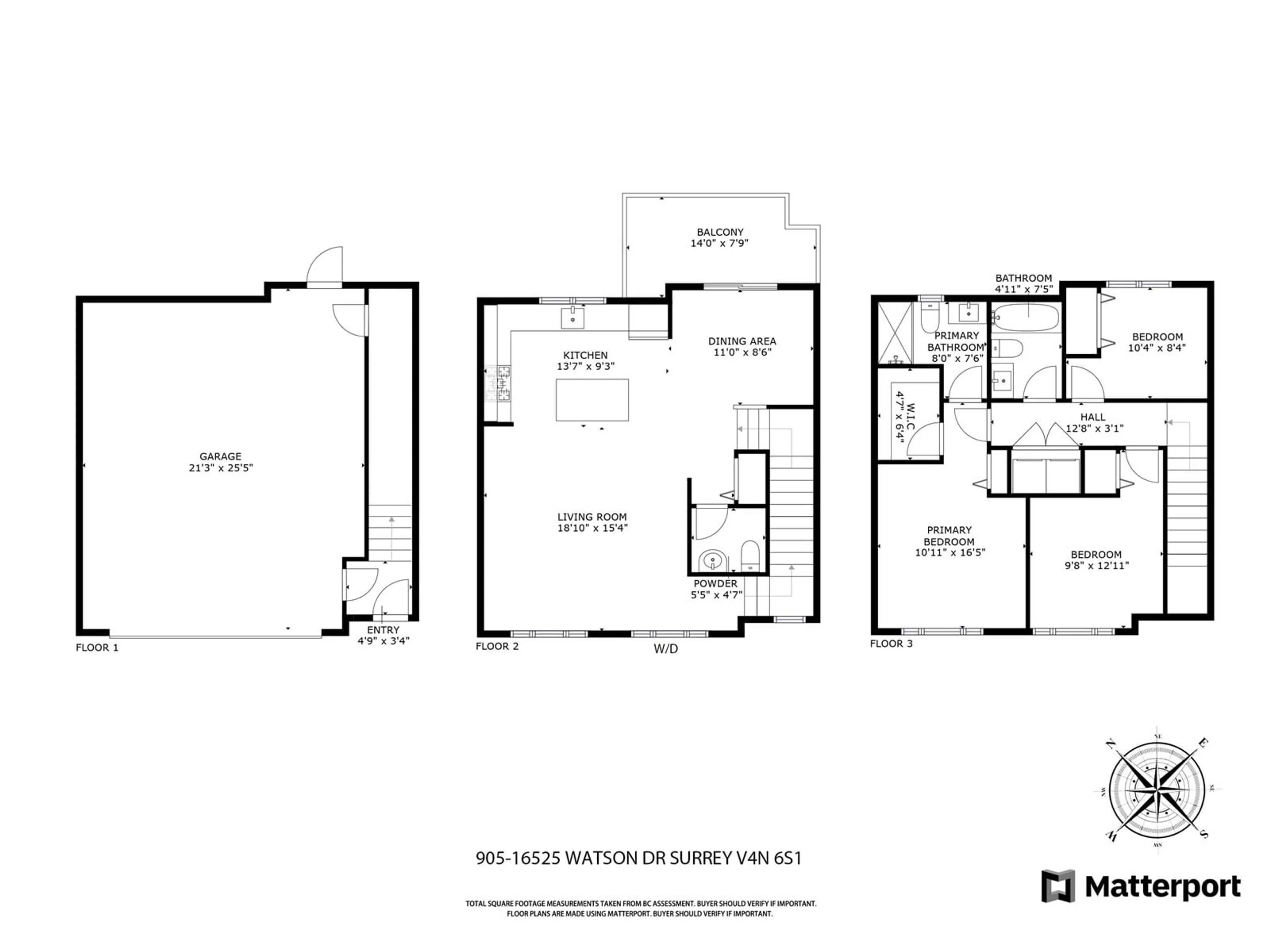 Floor plan for 905 16525 WATSON DRIVE, Surrey British Columbia V4N6S1