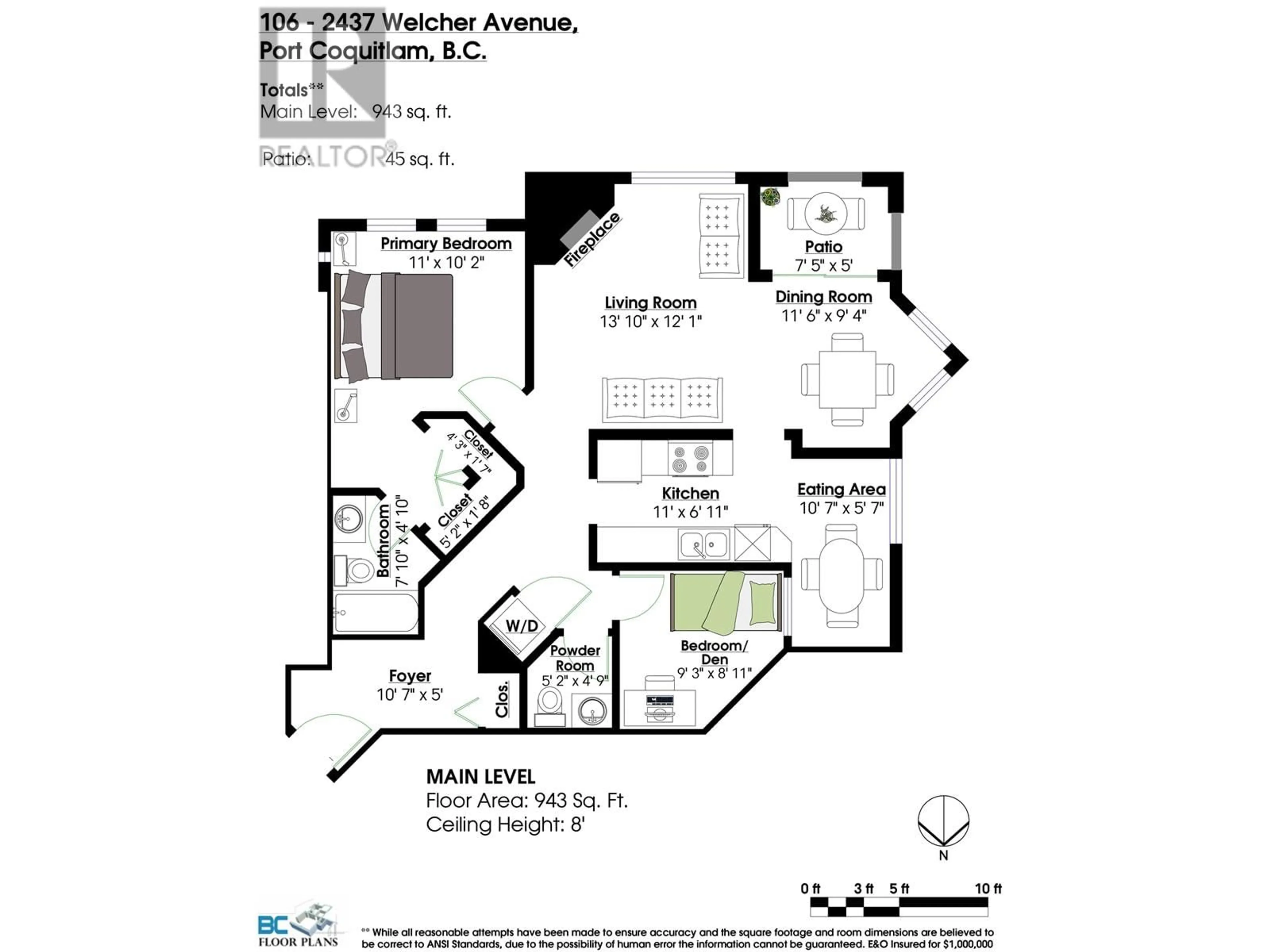 Floor plan for 106 2437 WELCHER AVENUE, Port Coquitlam British Columbia V3C1X8