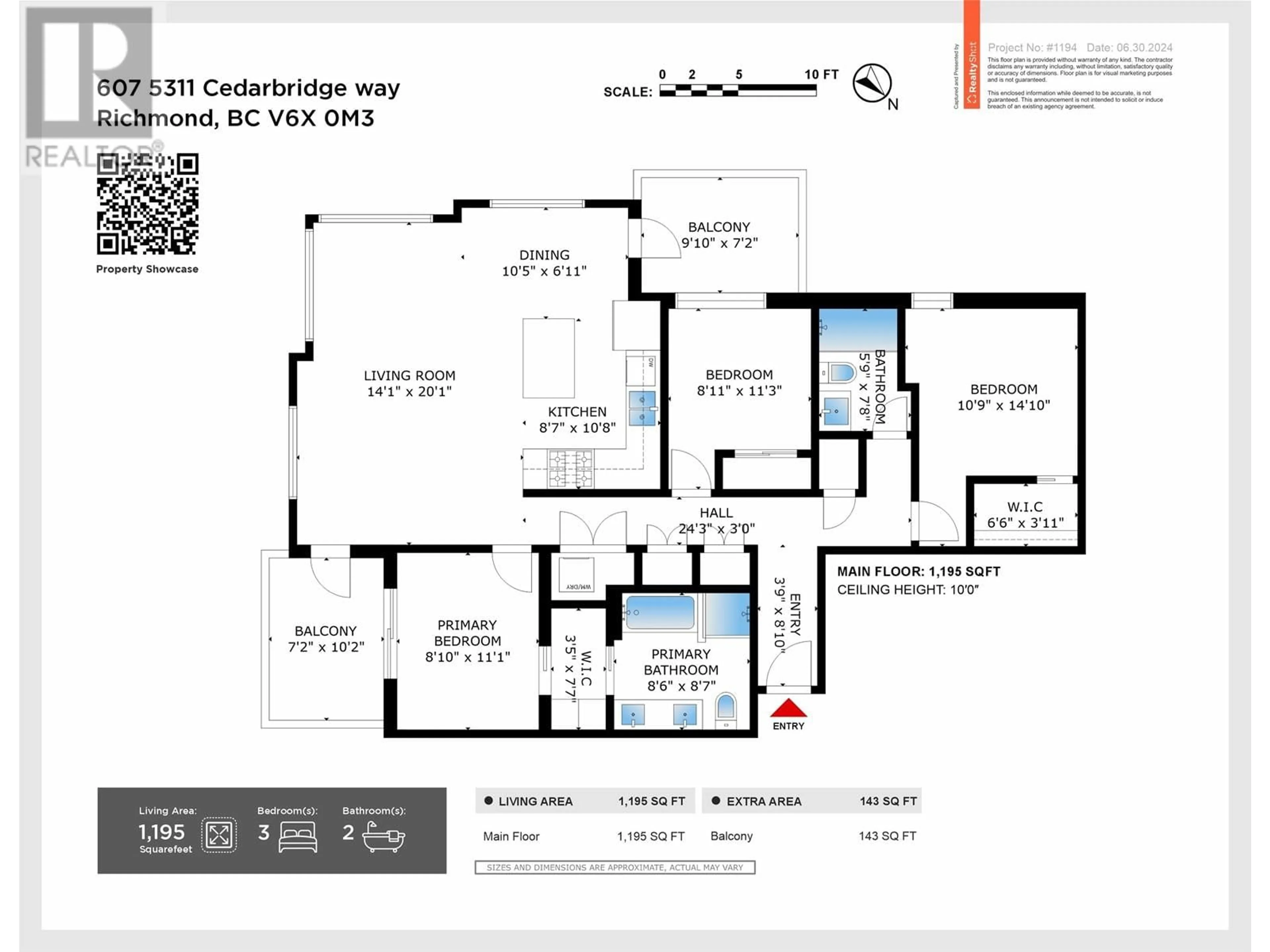 Floor plan for 607 5311 CEDARBRIDGE WAY, Richmond British Columbia V6X0M3